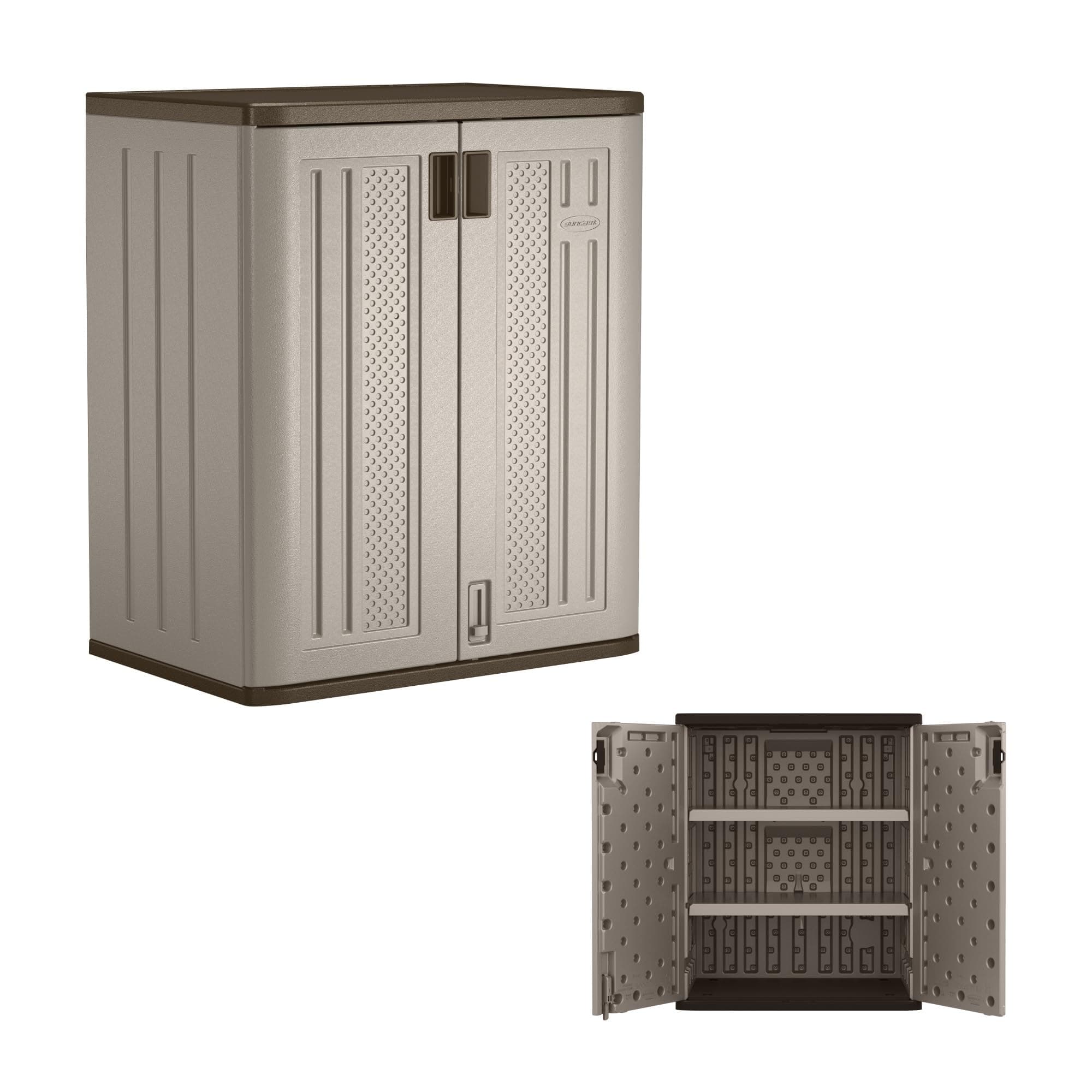 Suncast 36" Resin Base Garage Storage Cabinet, Platinum, Made in the USA