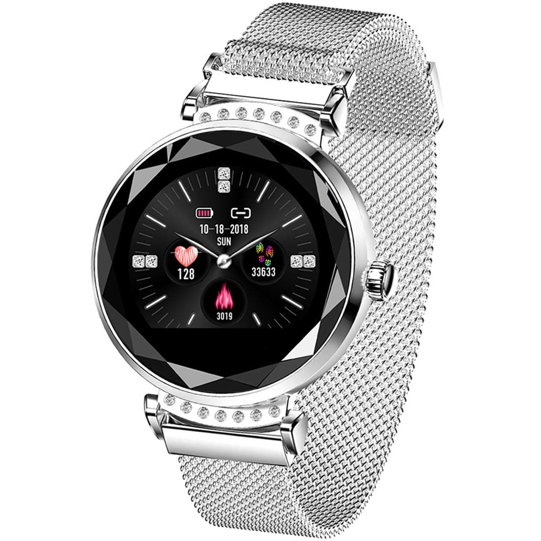 Fashion Female's Smart Watch, Women's Heart Rate Monitor, Sleep Wristband for iOS Android Smartphones, Silver