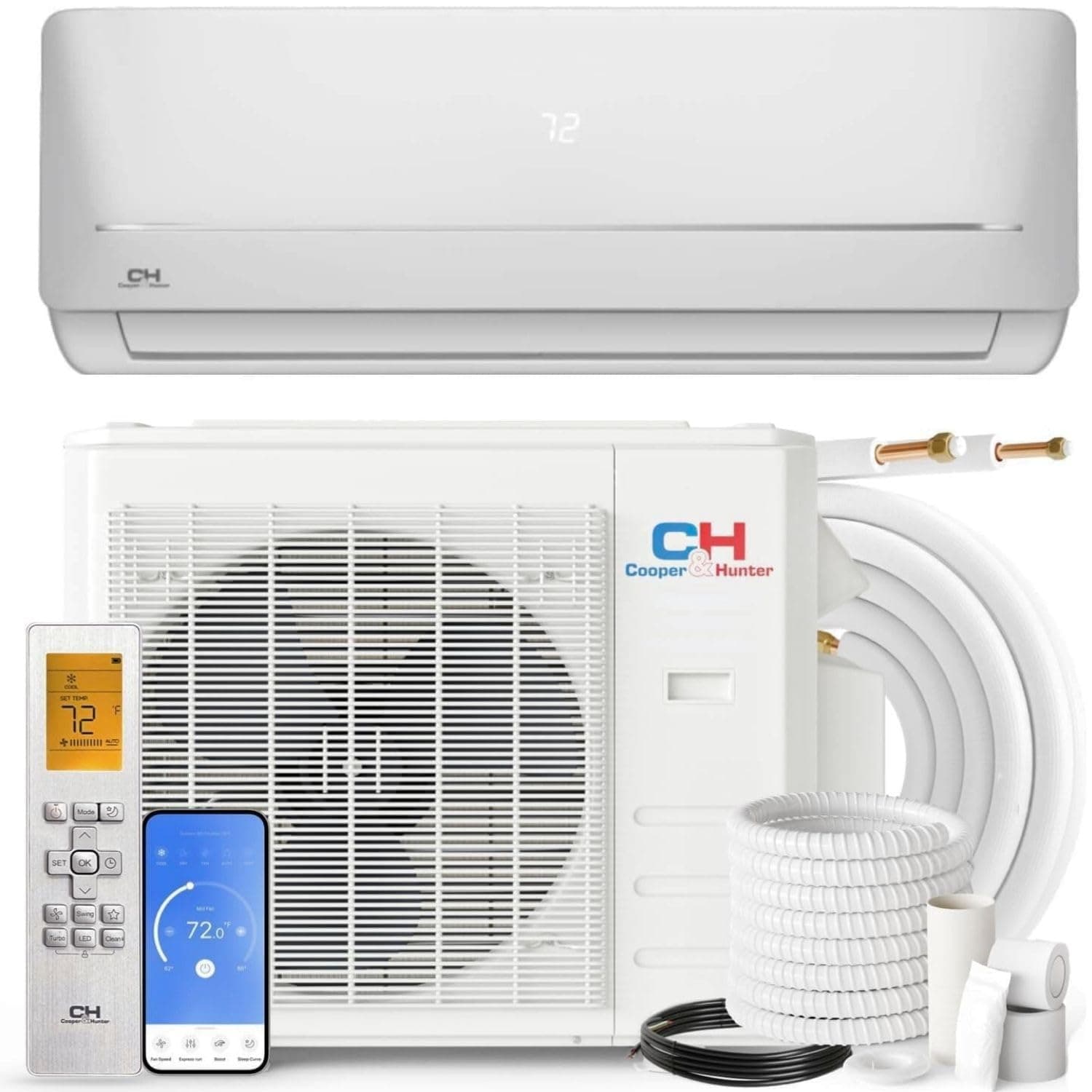 Cooper & Hunter 24,000 BTU, 230V, 18 SEER2 Ductless Mini Split AC/Heating System Pre-Charged Inverter Heat Pump with 16ft Installation Kit & Smart Kit