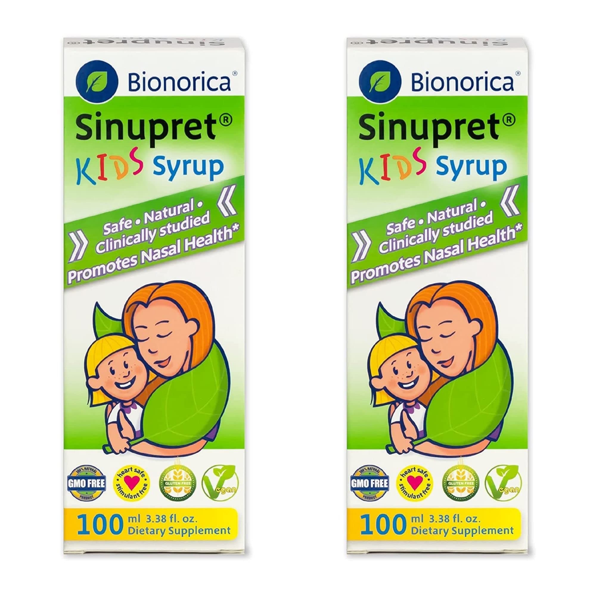 Sinupret Kids Sinus & Immune Syrup Respiratory & Immunity Boost Natural, Fast Acting Herbal Support with Verbena & Elder Flower - Cherry Flavor - 3.38 oz - 2 Pack