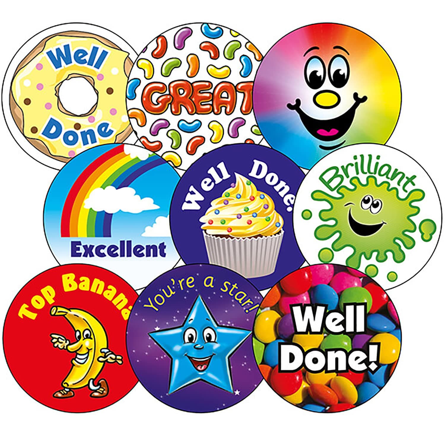 Primary Teaching Services Ltd 450 Mixed Scented Motivational Childrens Pupils School Teachers Reward Stickers Value Pack 37mm