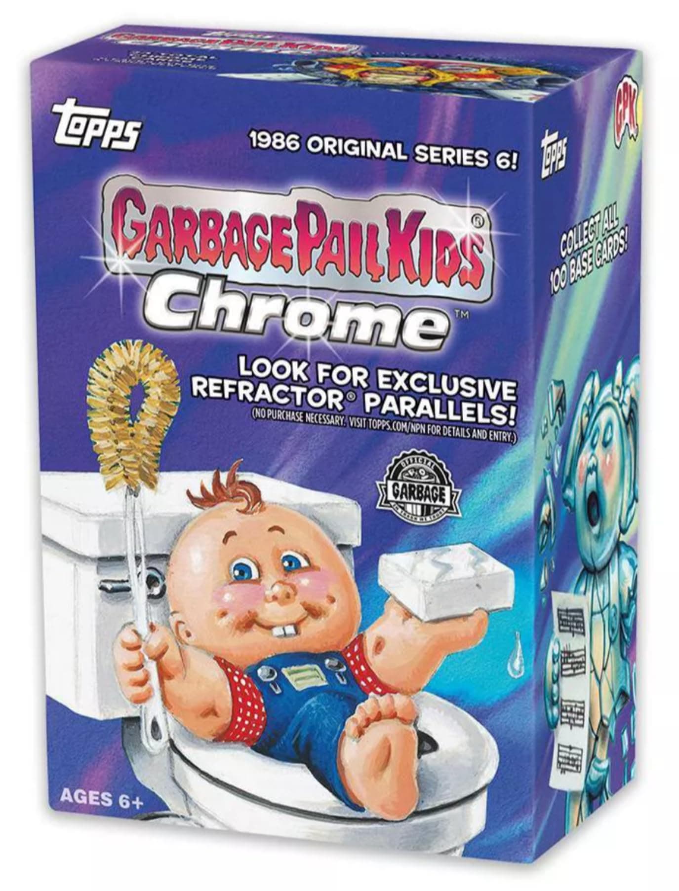 2023 Garbage Pail Kids Chrome Blaster Box- 1986 Original Series 6 Cards - Look for Exclusive Refractor Parallels! Garbage Pail Kids Cards (GPK)