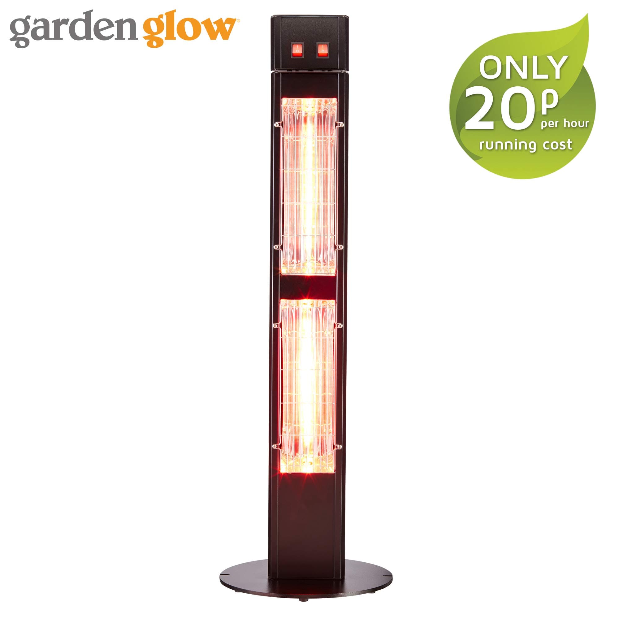 Garden Glow Freestanding Patio Heater 3000W Electrical Outdoor/Indoor Dual Setting (Black)