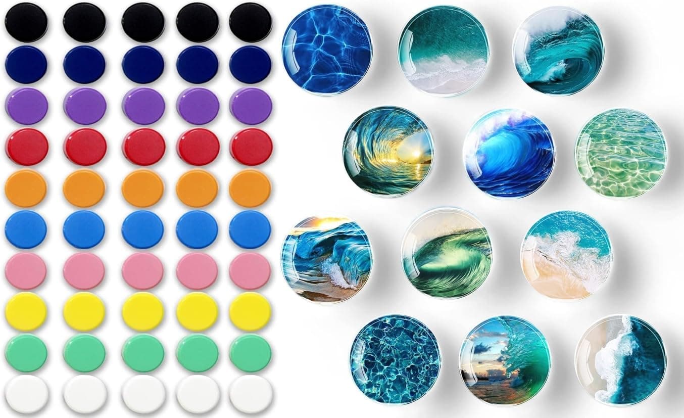 Qualsen12Pcs Glass Fridge and Office Magnets 50 Pack