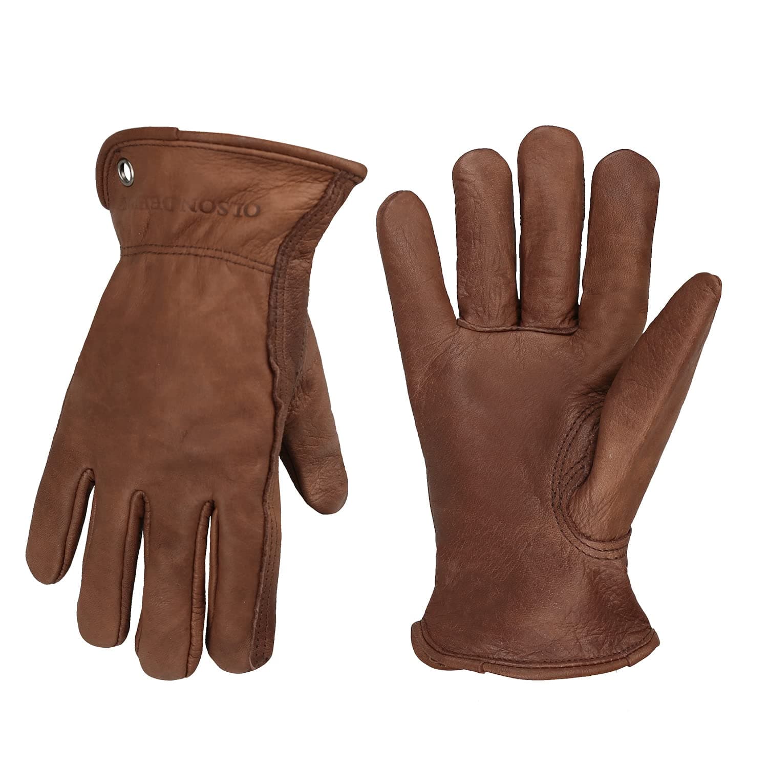 Cowhide Leather Gloves for Men&Women,Brown Moterbike Leather Gloves,Thorn Proof Garden Work Gloves,Outdoor Camping leather gloves (X-Large, Retro Brown)