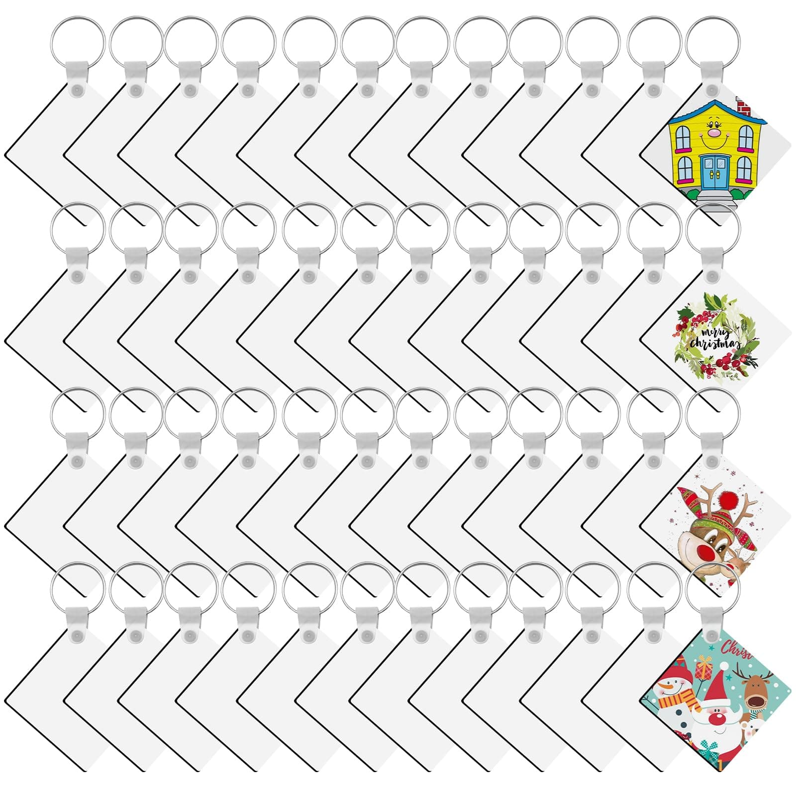SPOKKI 180 Piece Sublimation Keychain Blanks and Rings, Double-Sided Heat Transfer for DIY Crafting (Square)