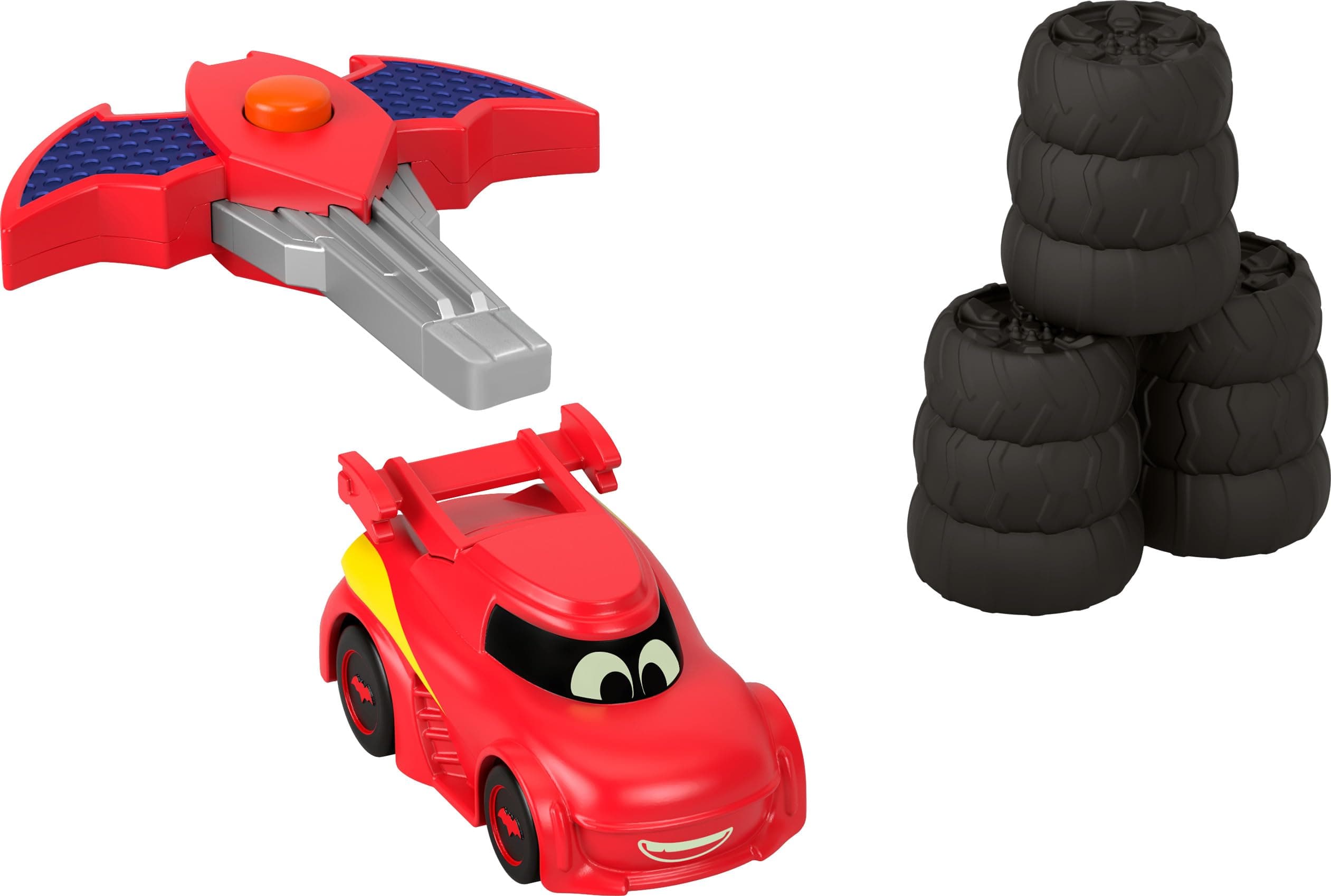 DC Batwheels 1:55 Scale Toy Race Car Redbird Launching Vehicle with Crash Accessories for Ages 3+ Years