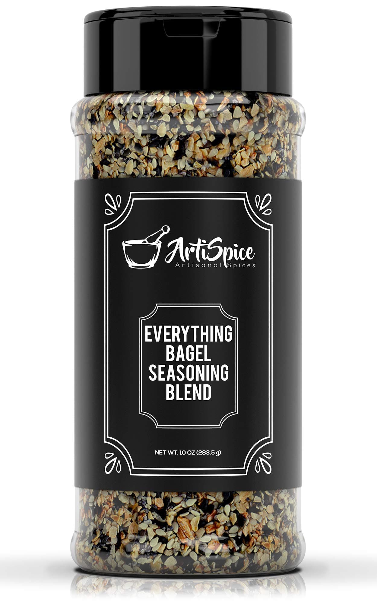 Everything Bagel Seasoning Blend, 10oz – White And Black Sesame Seasoning, Garlic Powder Blend and Sea Salt For Bagels – Natural All Purpose Seasoning Spice Shaker by ArtiSpice (1)