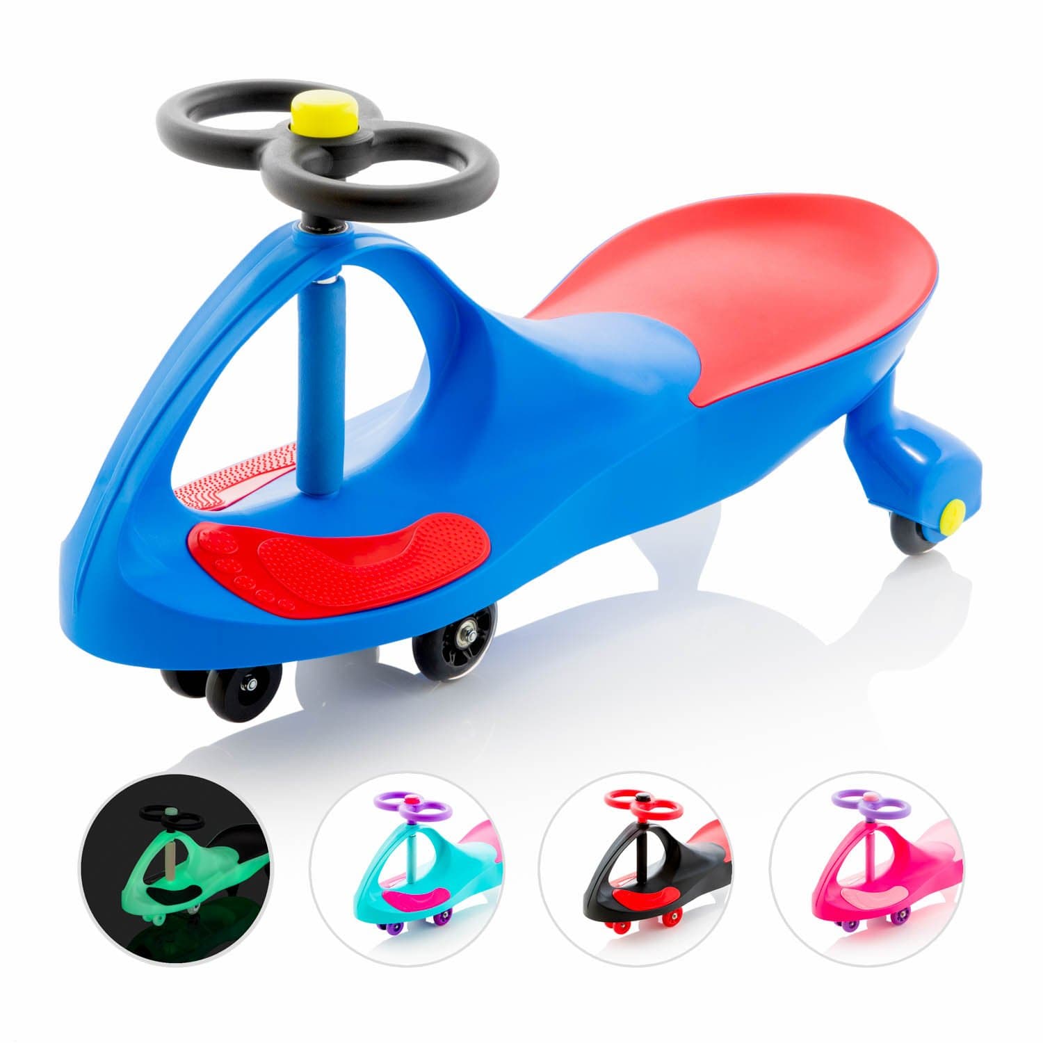 Eightbit Swivel Car Rolling Ride On Car - Indoor / Outdoor - Blue Streak Blue/Red