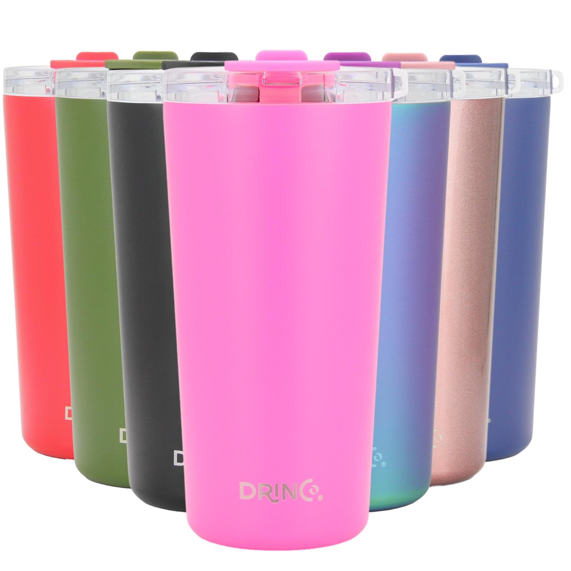 Drinco - 20 oz Stainless Steel Tumbler | Double Walled Vacuum Insulated Mug With Lid, 2 Straws, For Hot & Cold Drinks (20oz Island Pink, 20oz)