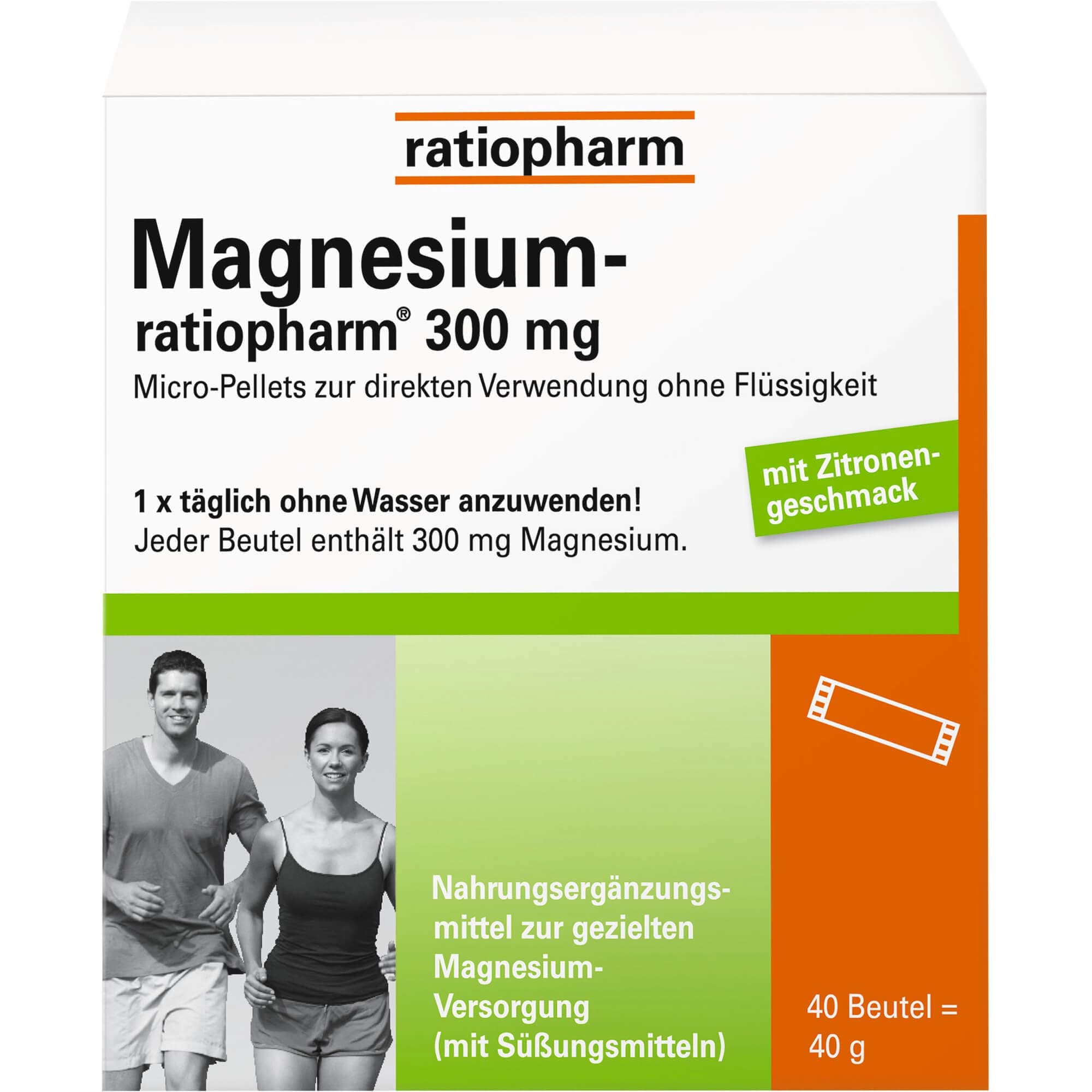 Magnesium-ratiopharm 300 mg Direktgranulat, 40 pcs