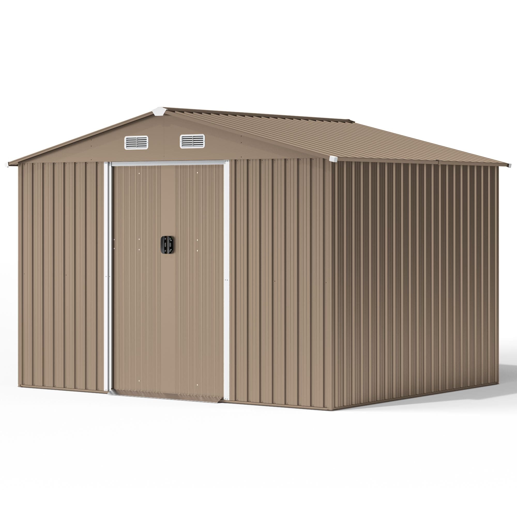 Kullavik 10FT x 8FT Outdoor Storage Shed,Waterproof Metal Tool Shed with Lockable Sliding Door and Air Vents,Metal Storage Shed for Garden,Backyard,Patio,Lawn