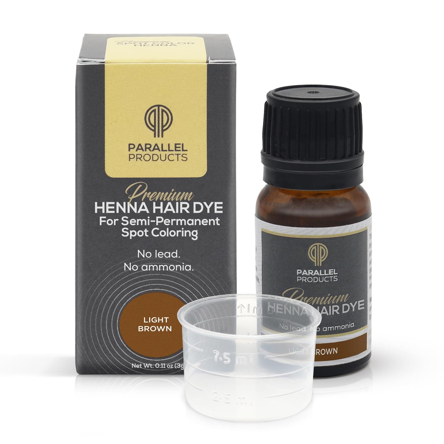 Spot Color Henna Kit - Henna Hair Dye - 3 grams - Tint for Professional Spot Coloring - With Mixing Dish - Covers Grey Hair - Root Touch Up (Light Brown)