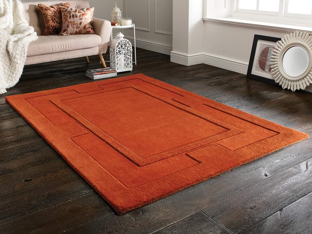 Flair Rugs Sierra Apollo 100% Wool Rug, Rust, 75 x 150 Cm