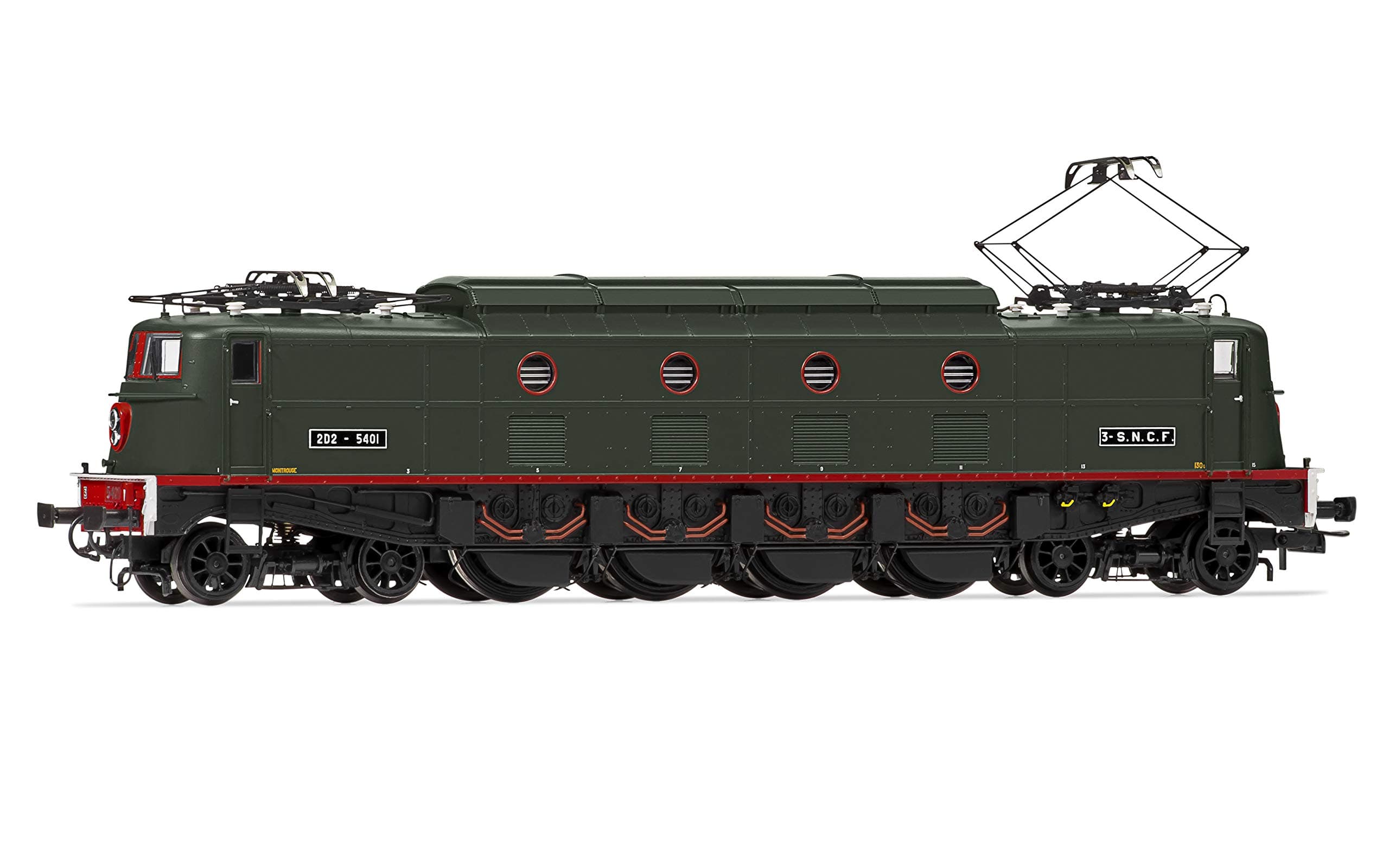 SNCF, electric locomotive 2D2 5401 in light green livery, depot Montrouge, period III