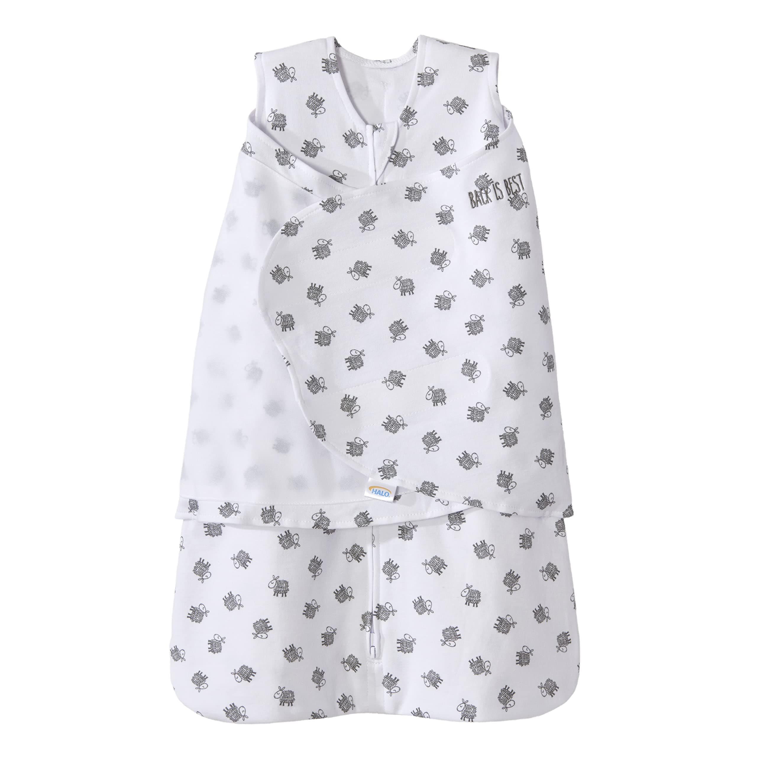 Halo Sleepsack Swaddle Cotton Lamb Scribble White, Size SM