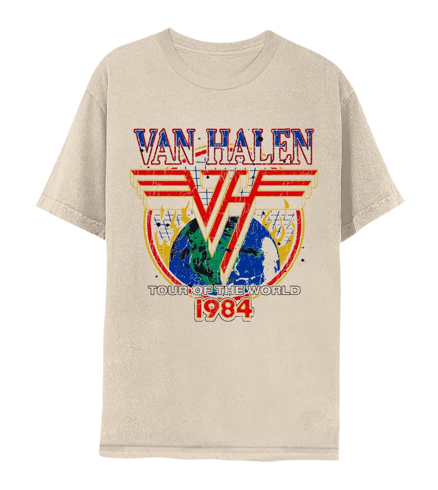 Van Halen 1984 World Tour Adult Short Sleeve T Shirt American Rock 80s Music Vintage Style Graphic Tees