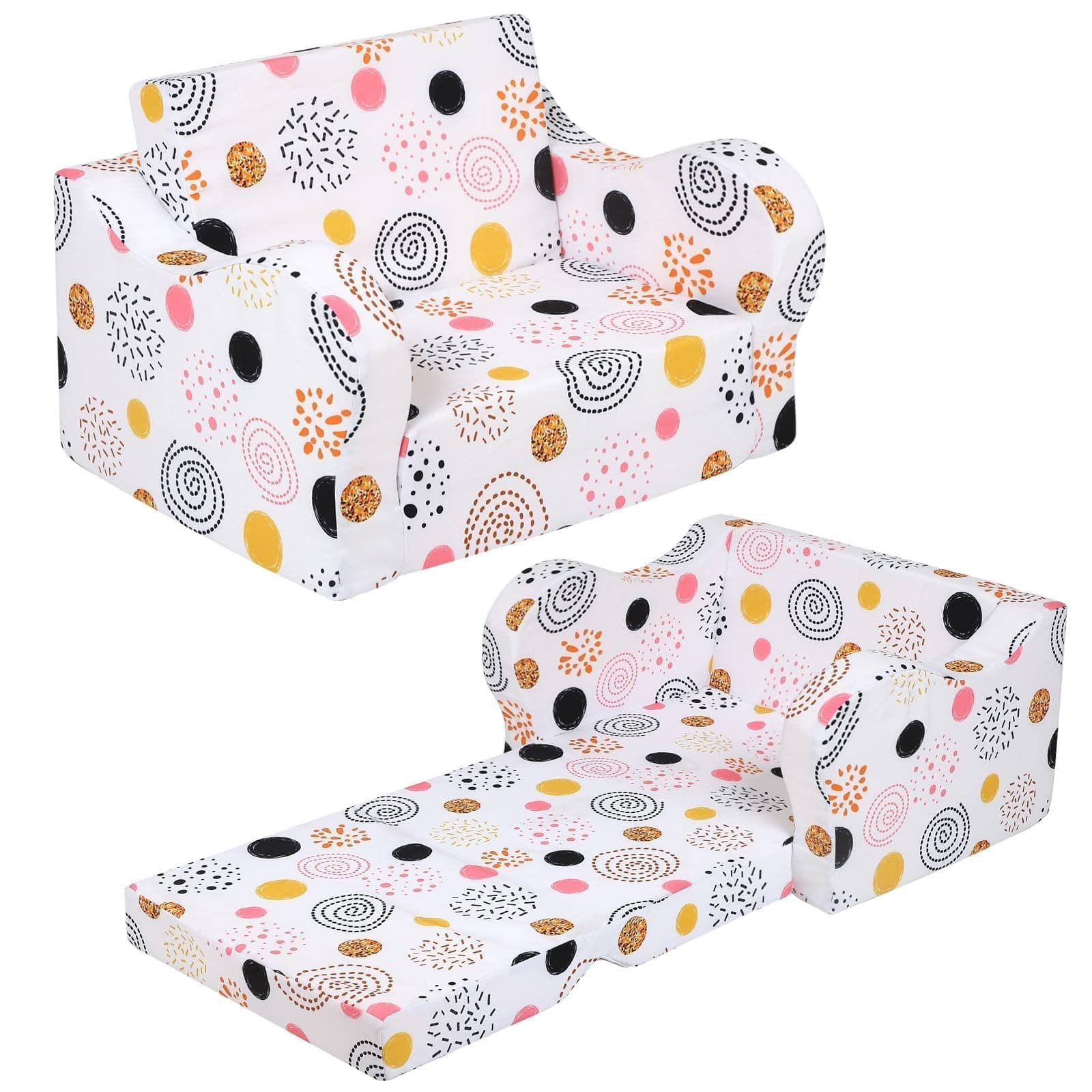 Fireworks Kids Sofa 2 in 1 Kids Couch Foldable Convertible Sofa Bed for Girls Boys