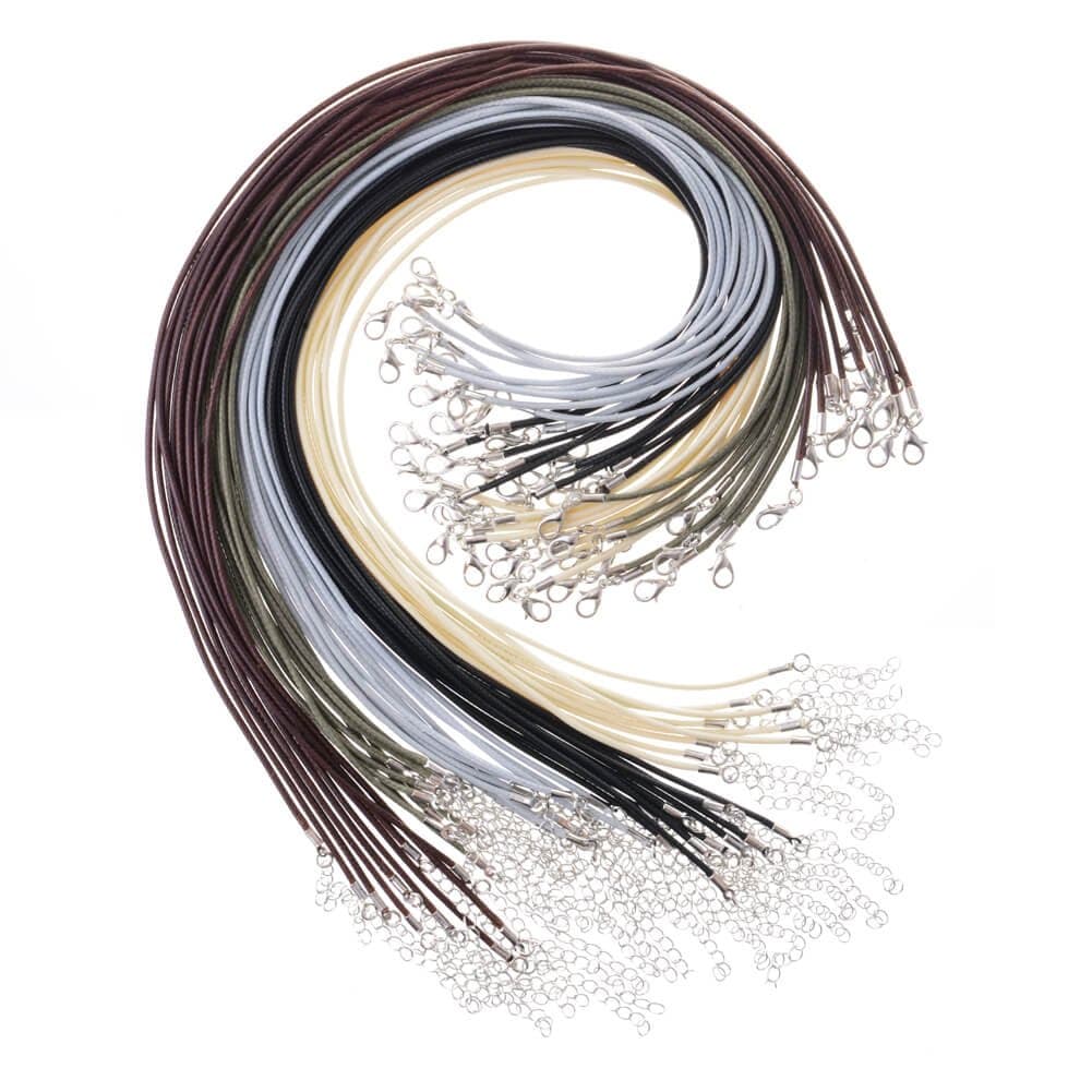 Paxcoo 50Pcs Necklace Cord with Clasp Bulk for Necklace Bracelet Jewelry Making Multicolor