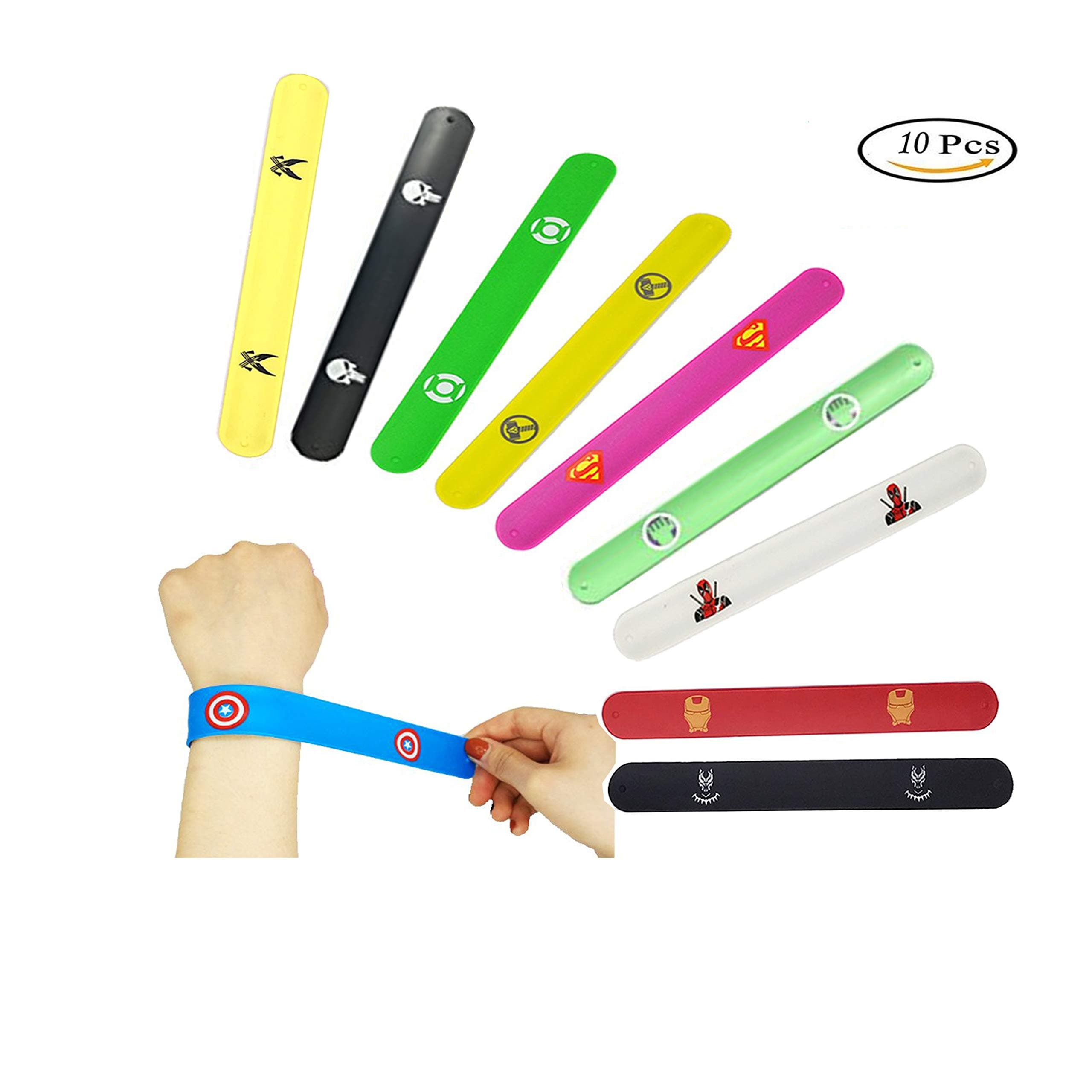 Southstar Bracelet Bands for Kids, 10pcs Superheroes Slap Bands Party Bag Fillers Slap Bracelets Set for Kids Boys & Girls Birthday Party Favors (Style 2)