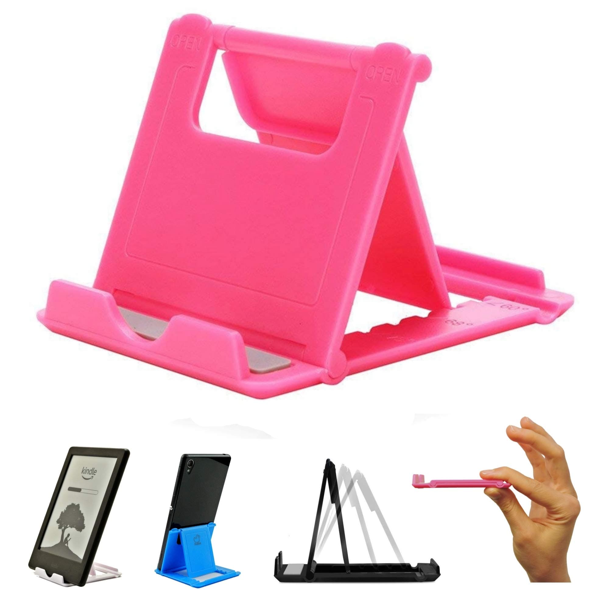 Phone Stand | Adjustable, Lightweight, Portable, Universal | for Mobile eReader eBook Tablet Office Home Kitchen & Travel (Pink)