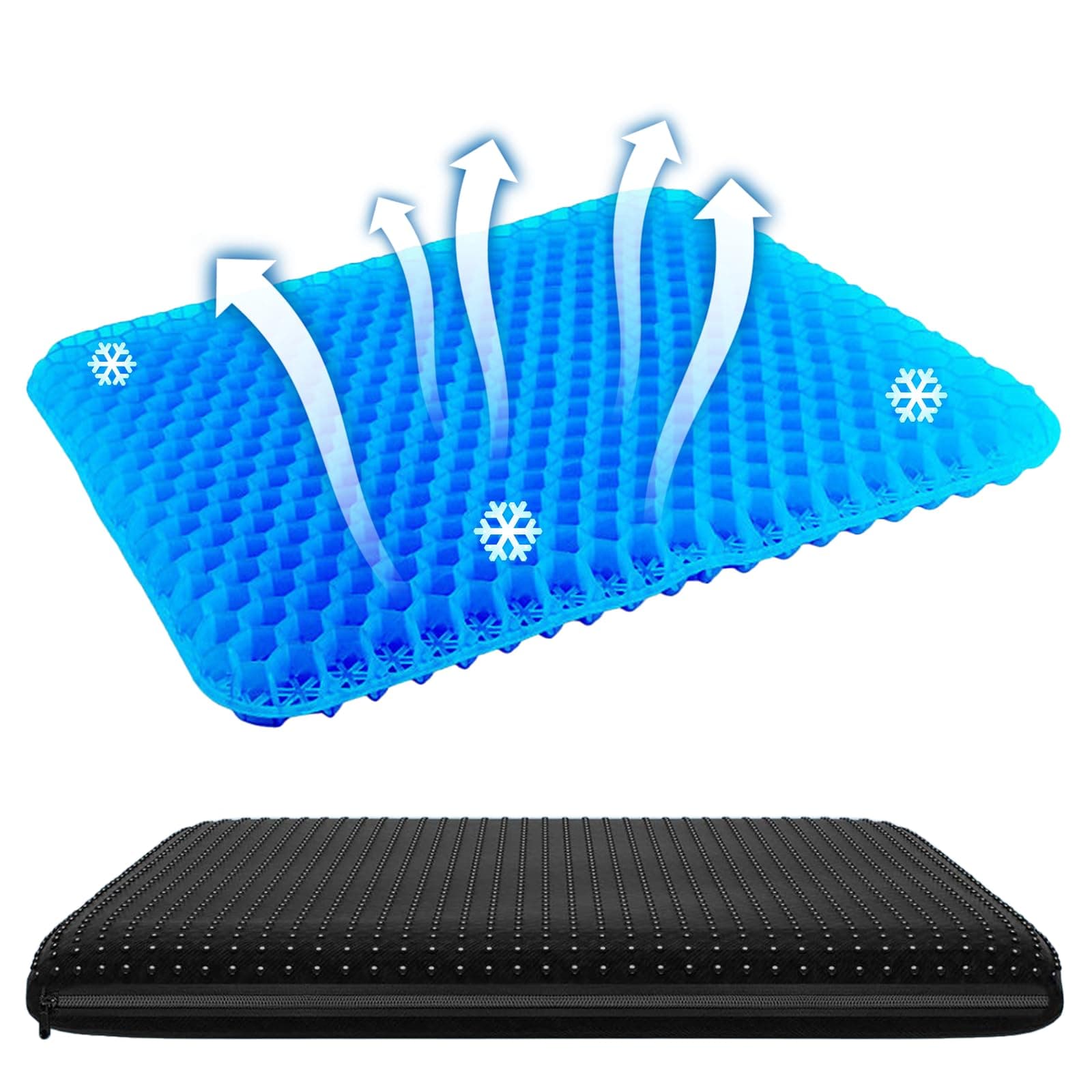 Gel Cushion for Sitting with Non Slip Covers, Honeycomb Double Thick Soft Seat for Long Sitting Car Office (40 * 35 * 2.5)