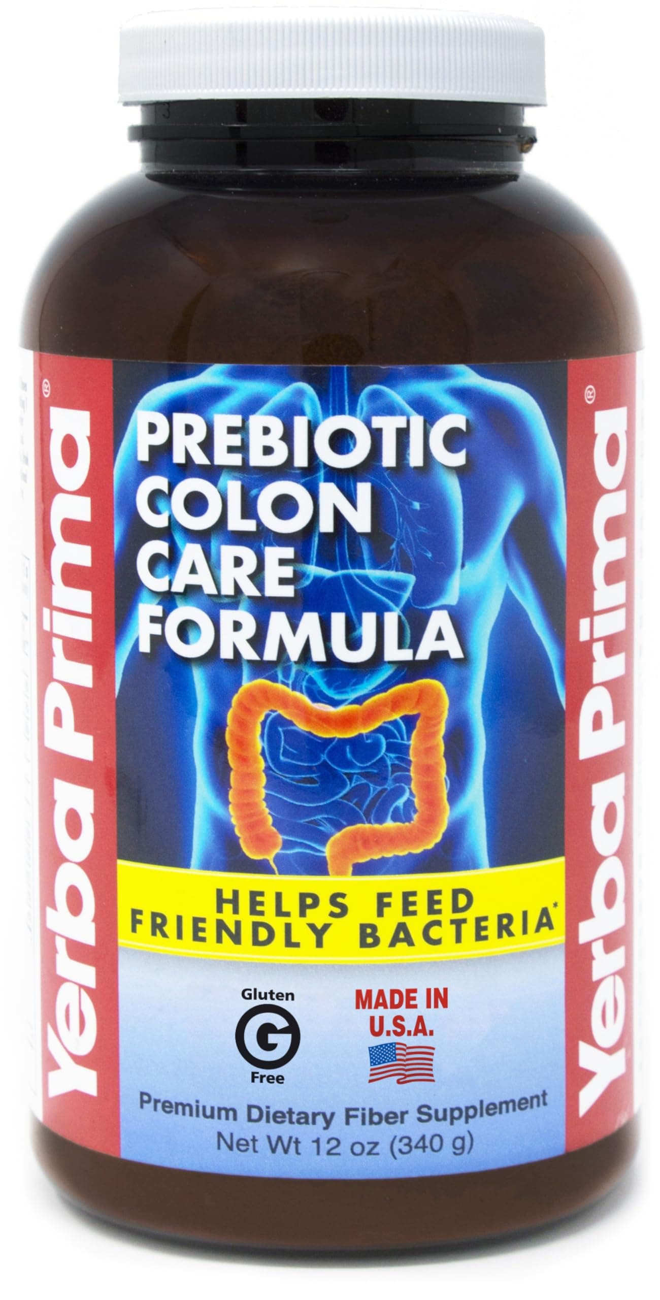 Yerba Prima Prebiotic Colon Care Formula Fiber Powder, 12 Ounce