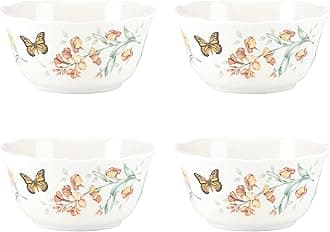 856406 Butterfly Meadow Melamine 4-Piece All-Purpose Bowl Set, Lightweight Melamine Material