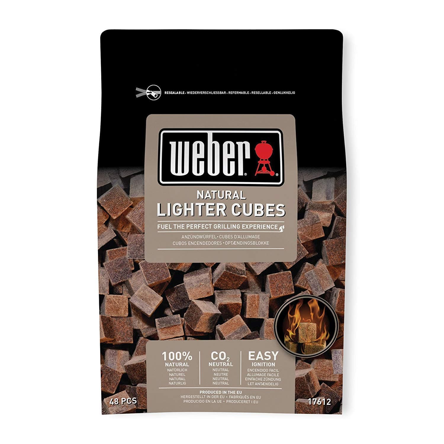 Weber 17612 Barbecue Stove, BBQ Grill Fire Starter, 100% Natural Material Ignition Cubes, 48 Pieces
