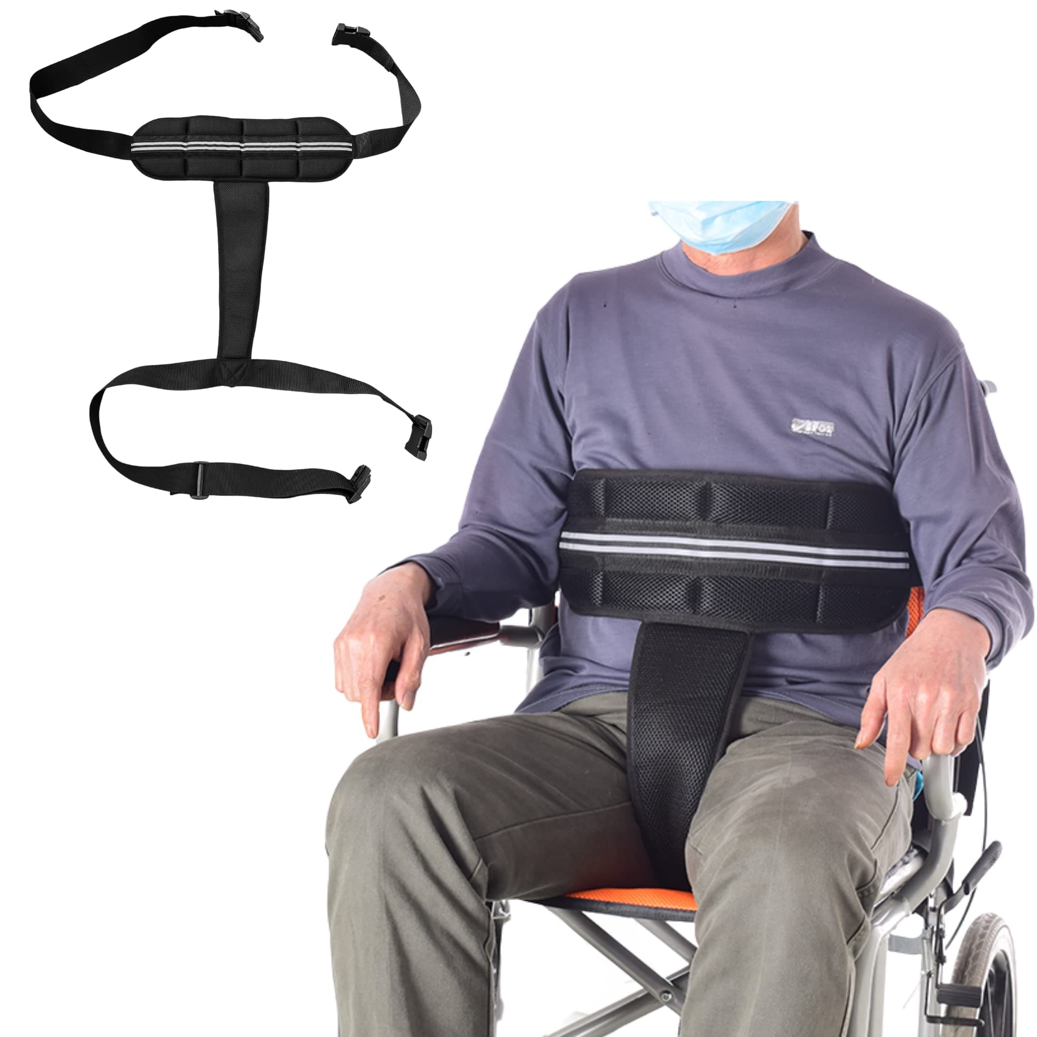 Moocard Wheelchair Seat Belt, Medical Restraints Straps, Adjustable Straps Patients Cares Safety Harness Chair Waist Lap Strap for Elderly, Patient, Disabled (Black)