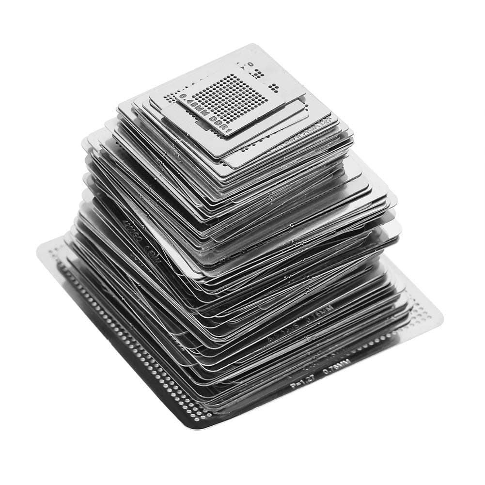 Focket BGA Rework Net,130pcs BGA Universal Reballing Rework Net Stencils Steel Template Mesh Directly Heat Set Kit for Laptop, Desktop, Etc