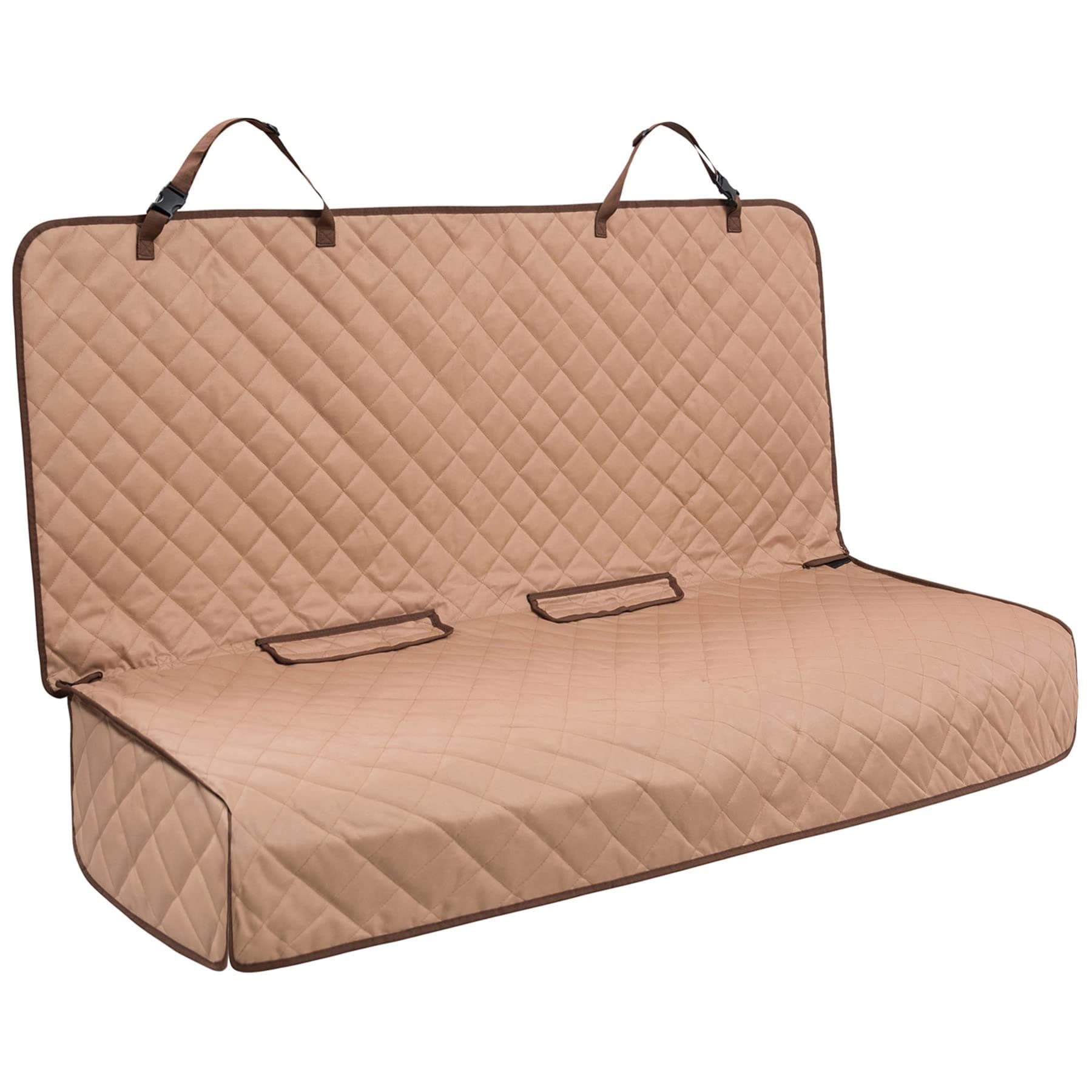 Bench Car Seat Cover Protector - Waterproof, Heavy-Duty and Nonslip Pet Car Seat Cover for Dogs with Universal Size Fits for Cars, Trucks & SUVs(TAN)