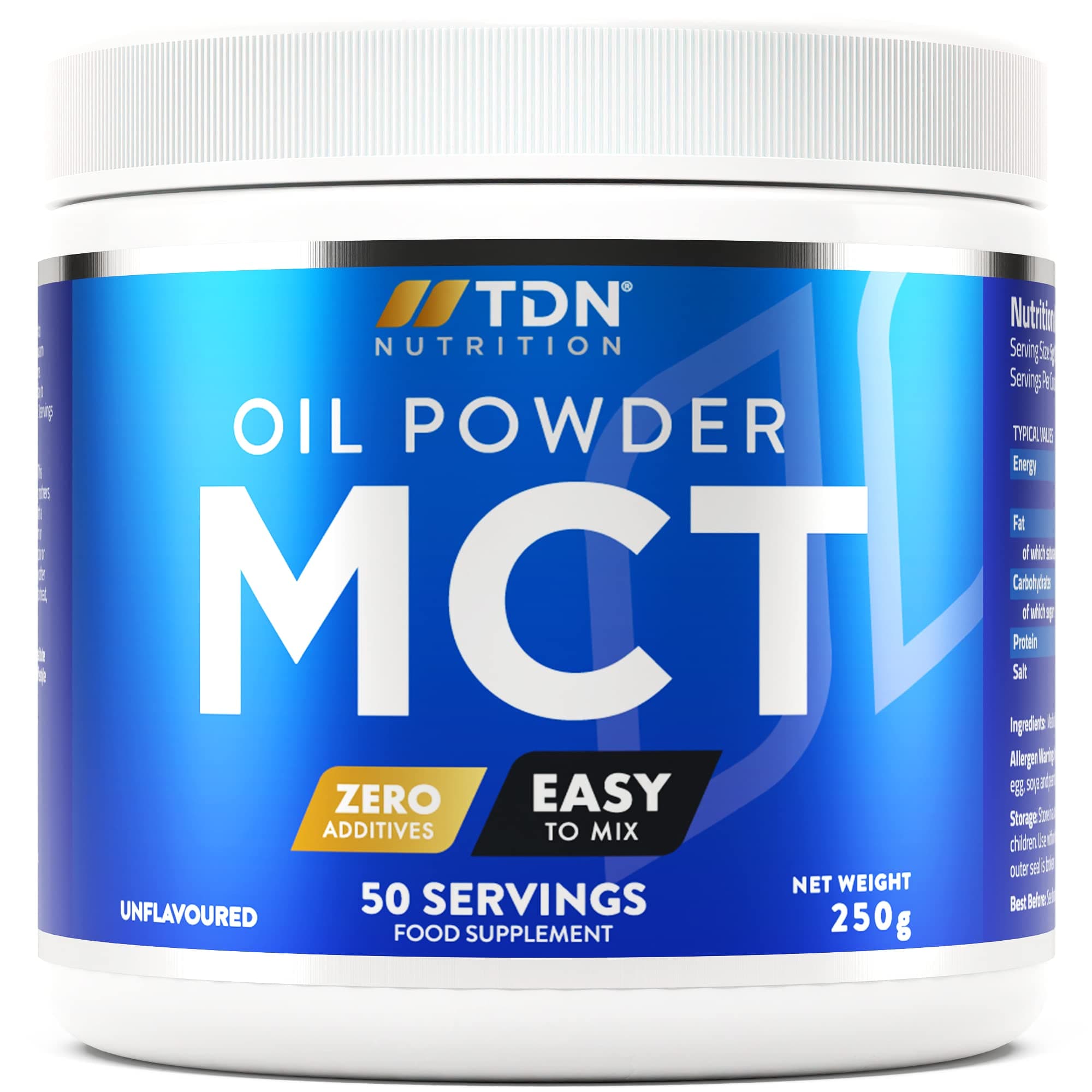 Mct Oil Powder - Large 250g Tub - 50 Servings - Easily Absorbed and Digested - Easy To Mix - Keto Creamer - Vegan Friendly - Ideal for Keto Snacks and Coffee - Formulated in the UK