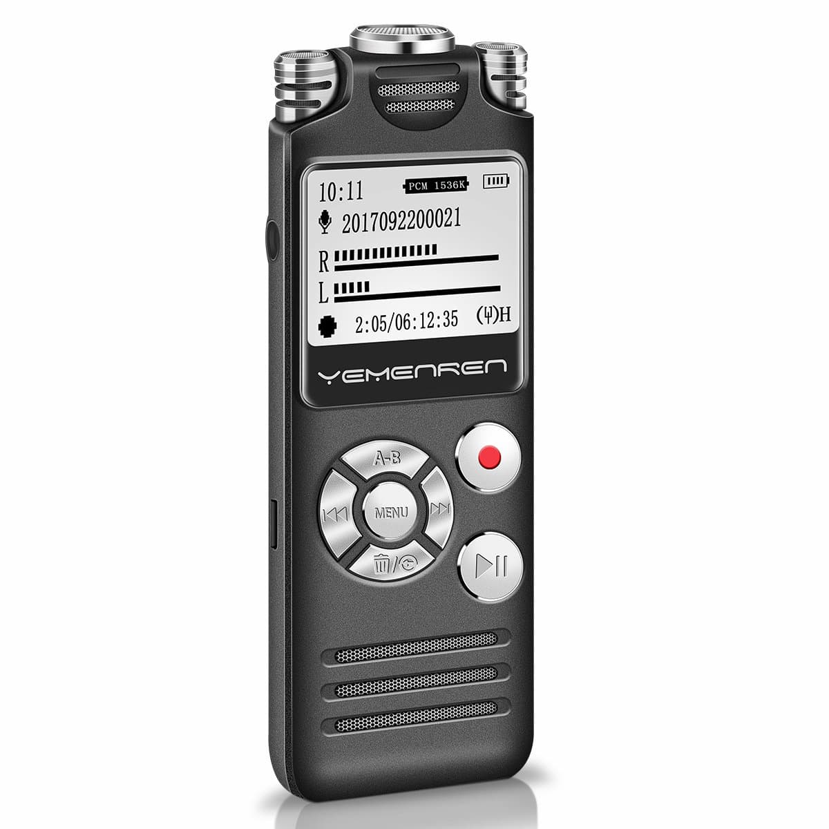Digital Voice Activated Recorder, Yemenren 8GB Sound Audio Recorder Dictaphone for Lectures Meetings, USB, Rechargeable, Triple Microphone, Metal Casing
