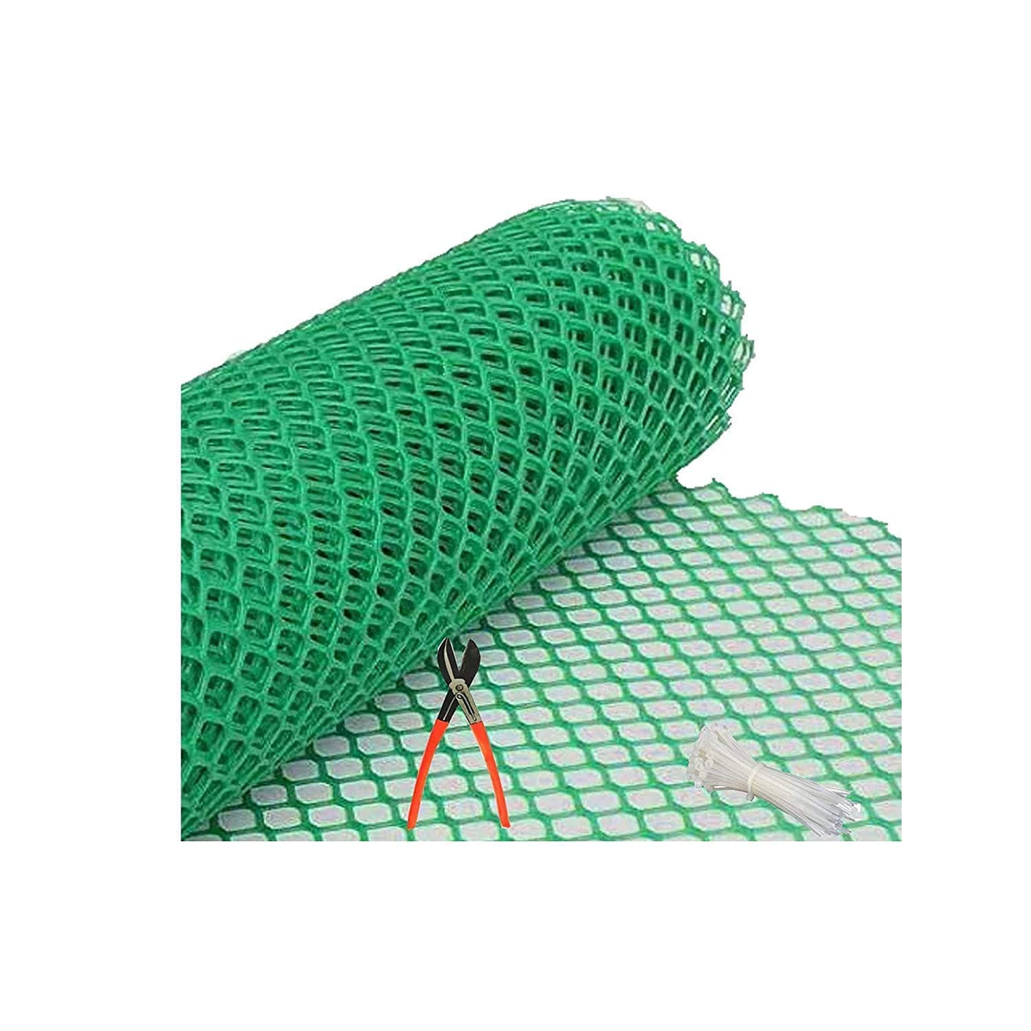 - UR LITTLE SHOP UV Stabilized Anti Bird Net_Tree Guard Net_Garden Fencing Net PVC Virgin HDPE_4 Feet Height X 15 Feet Length_Green_800 GSM_with 1 Cutter & 100 PVC Tags ULSB3,4 X 15 FEET(ULSSBVCP5_3)