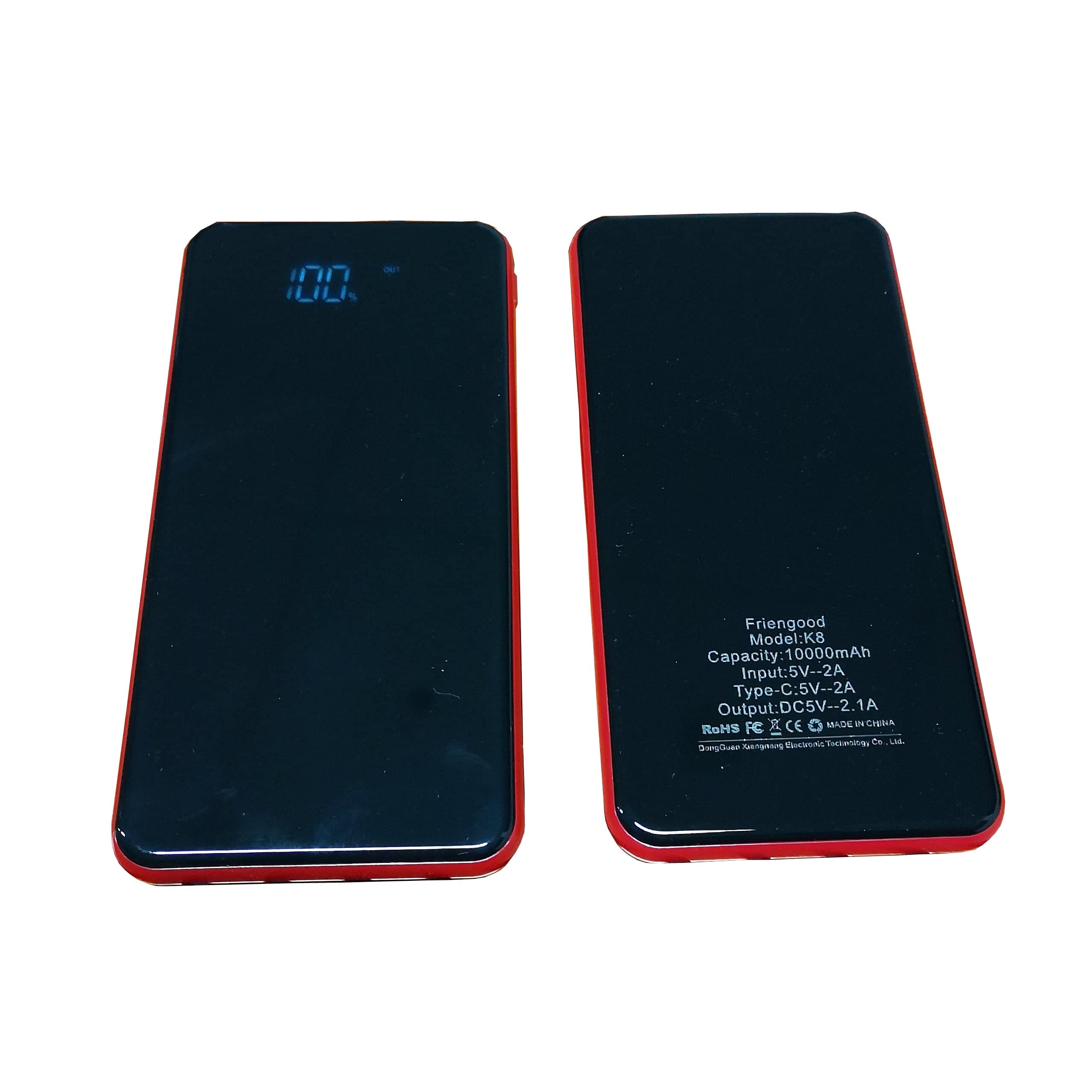 Portable Charger, 10000mAh Ultra-Thin Power Bank, 2.1A igh-Speed Charging, Digital LCD Display Full Screen, Suitable for iPhone, Samsung Galaxy, Android, iPad Tablet, etc. (red).