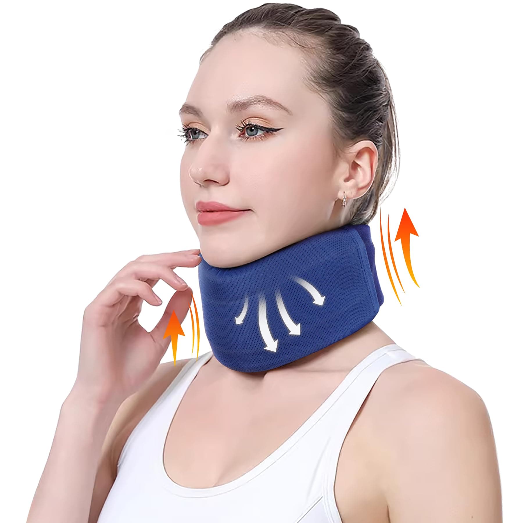 CozyHealth Neck Brace for Neck Pain and Support, Soft Neck Support Relieves Pain & Pressure in Spine for Women & Men, Wrap Align Stabilize Vertebrae Foam Cervical Collar for Sleeping (GBlue, M, 3.5" Middle Height)