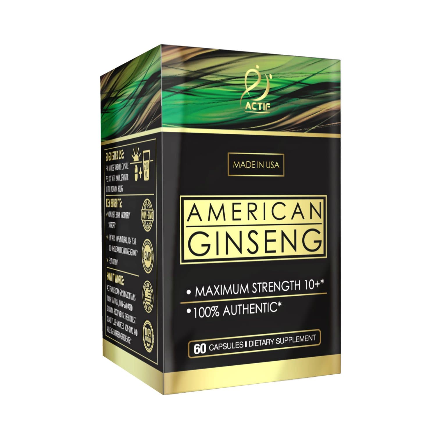 American Ginseng - 100% Authentic 10 Year Old Ginseng, Non-GMO, 500mg - Made in USA