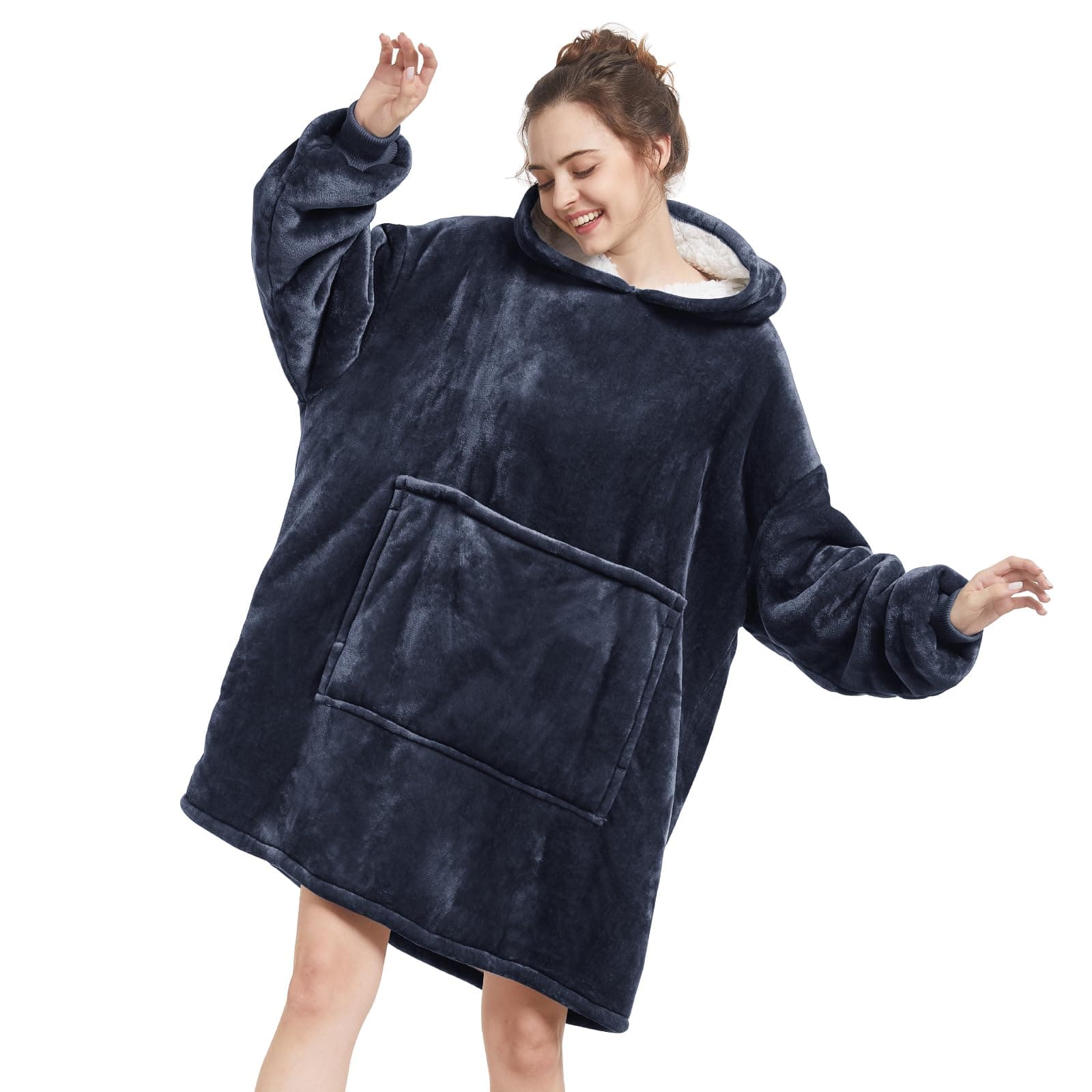 Aemilas Wearable Blanket Hoodie - Warm Sherpa Blanket Sweatshirt as Gifts for Adult Women Mom Men, One Size Fits All