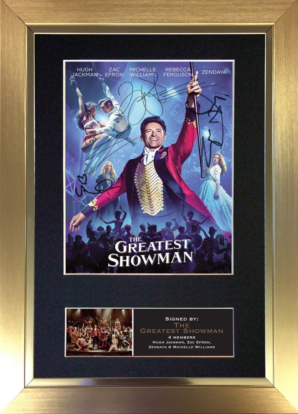 THE GREATEST SHOWMAN Signed Autograph Mounted Photo Reproduction PRINT A4 Rare Perfect Birthday (297 x 210mm) #717 (Gold Frame)