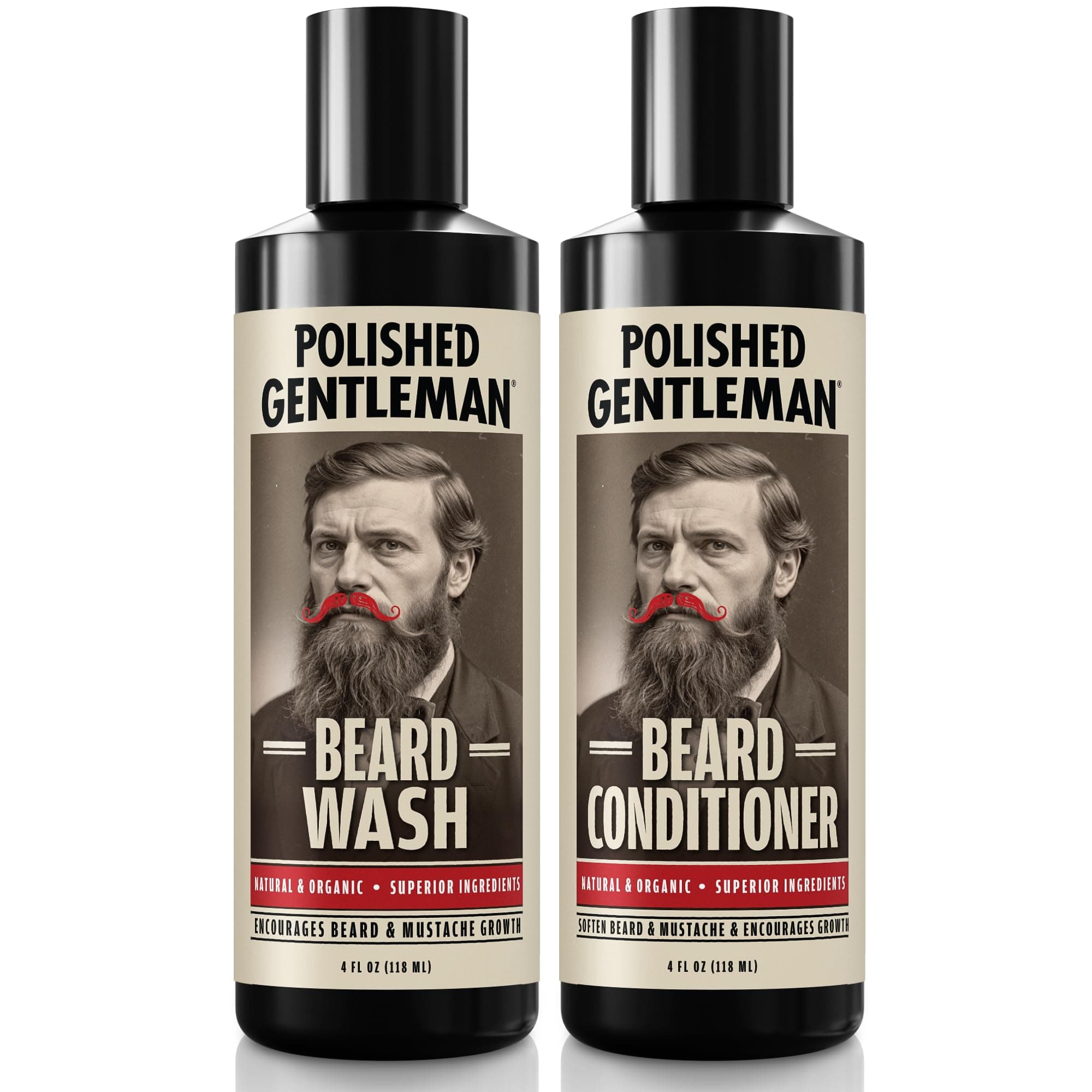 Growth and Thickening Shampoo and Conditioner - With Organic Beard Oil - For Best Look (118ml Small)