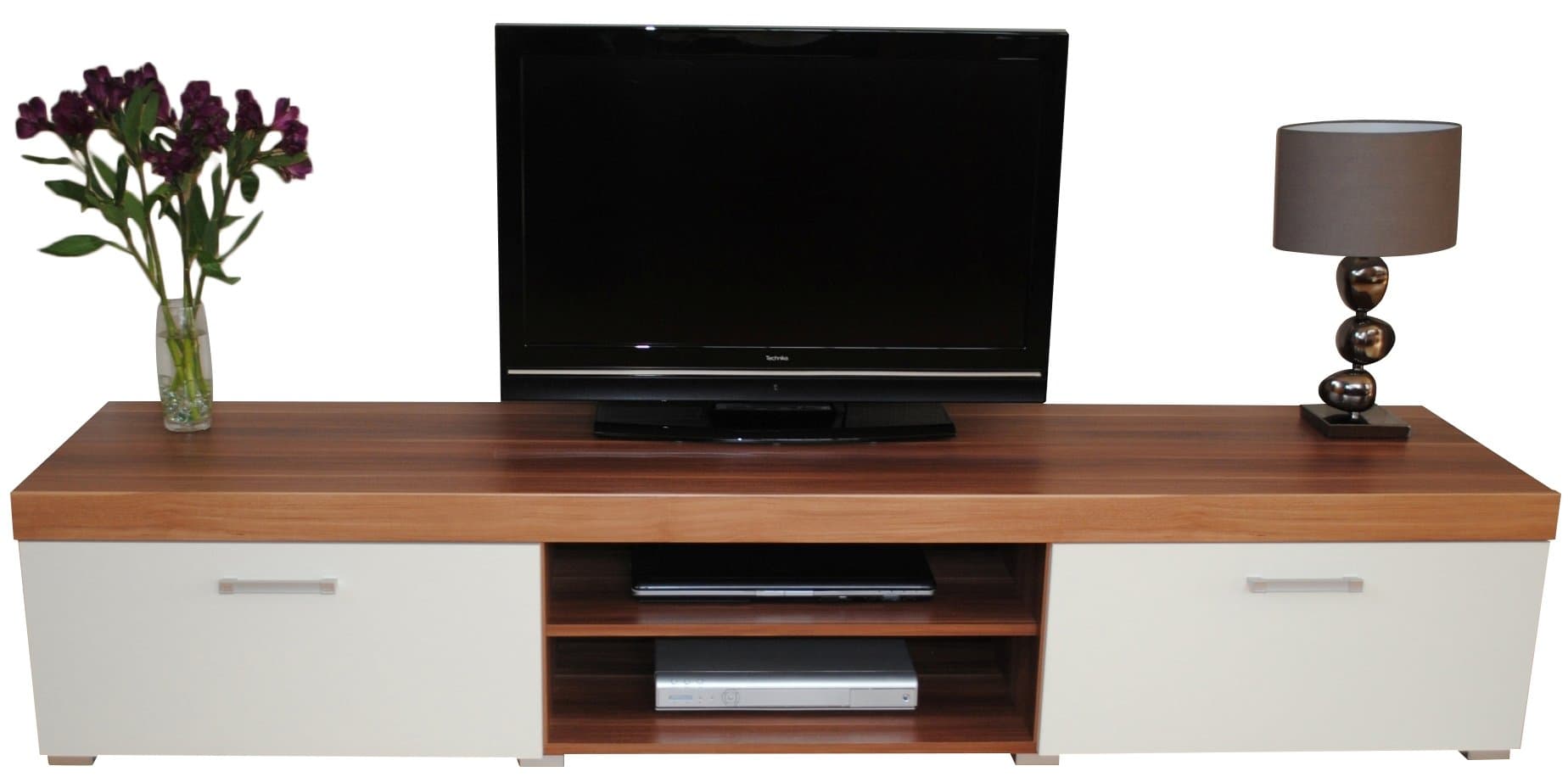 Birsppy Sydney 2 Metre White & Walnut 2 Door TV Cabinet Extra Large Unit