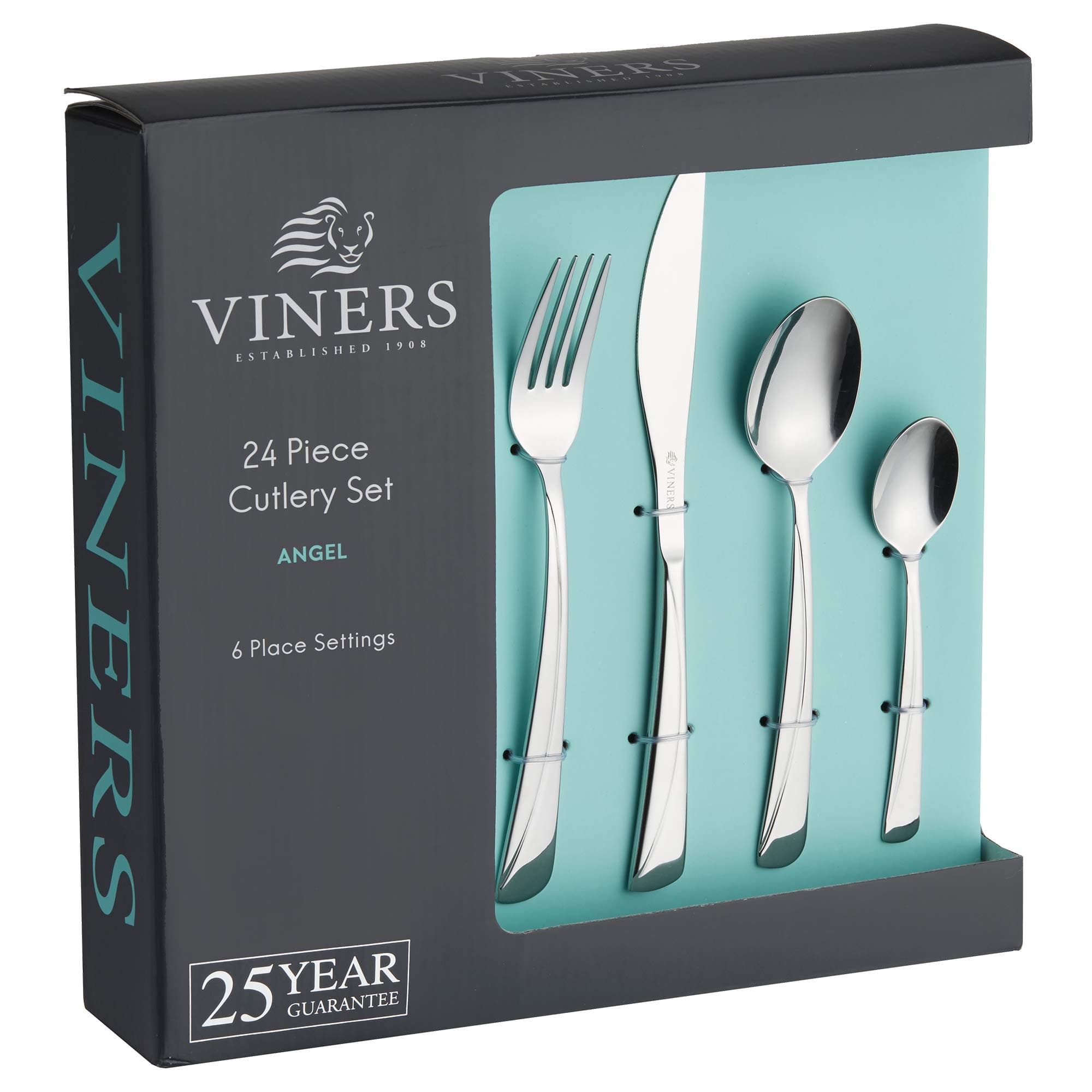 Angel Cutlery Set - Elegant Mirror Polished Flatware Gift Box with 25 Year Guarantee, 24 Piece