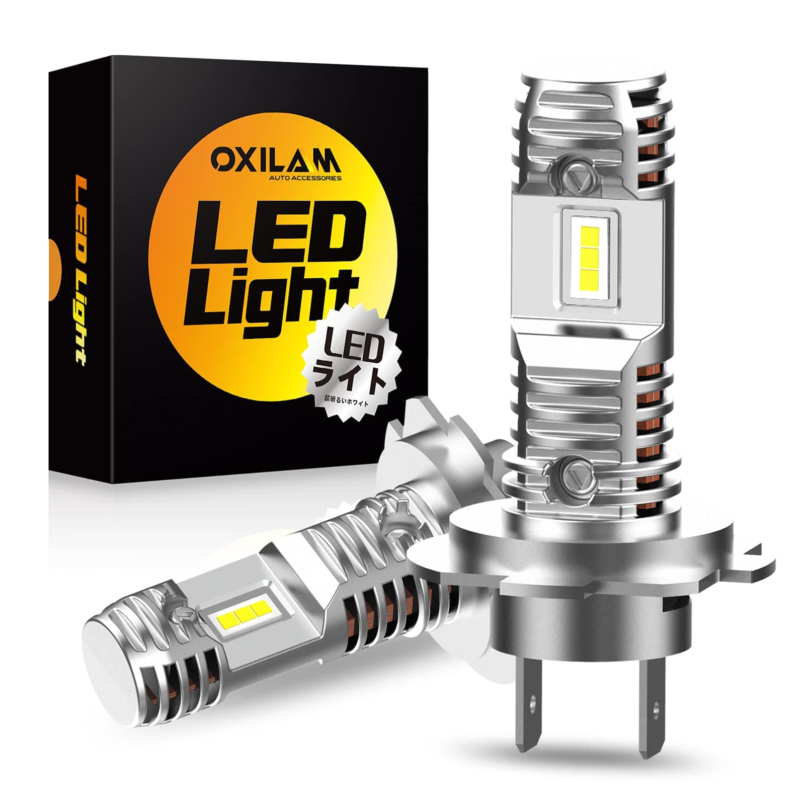 OXILAM Mini Size H7 LED Headlight Bulbs, 6000K White Super Bright CSP Chips LED Conversion Kit Wireless, Replacement Halogen Light Bulb, Pack of 2 (Upgrade)