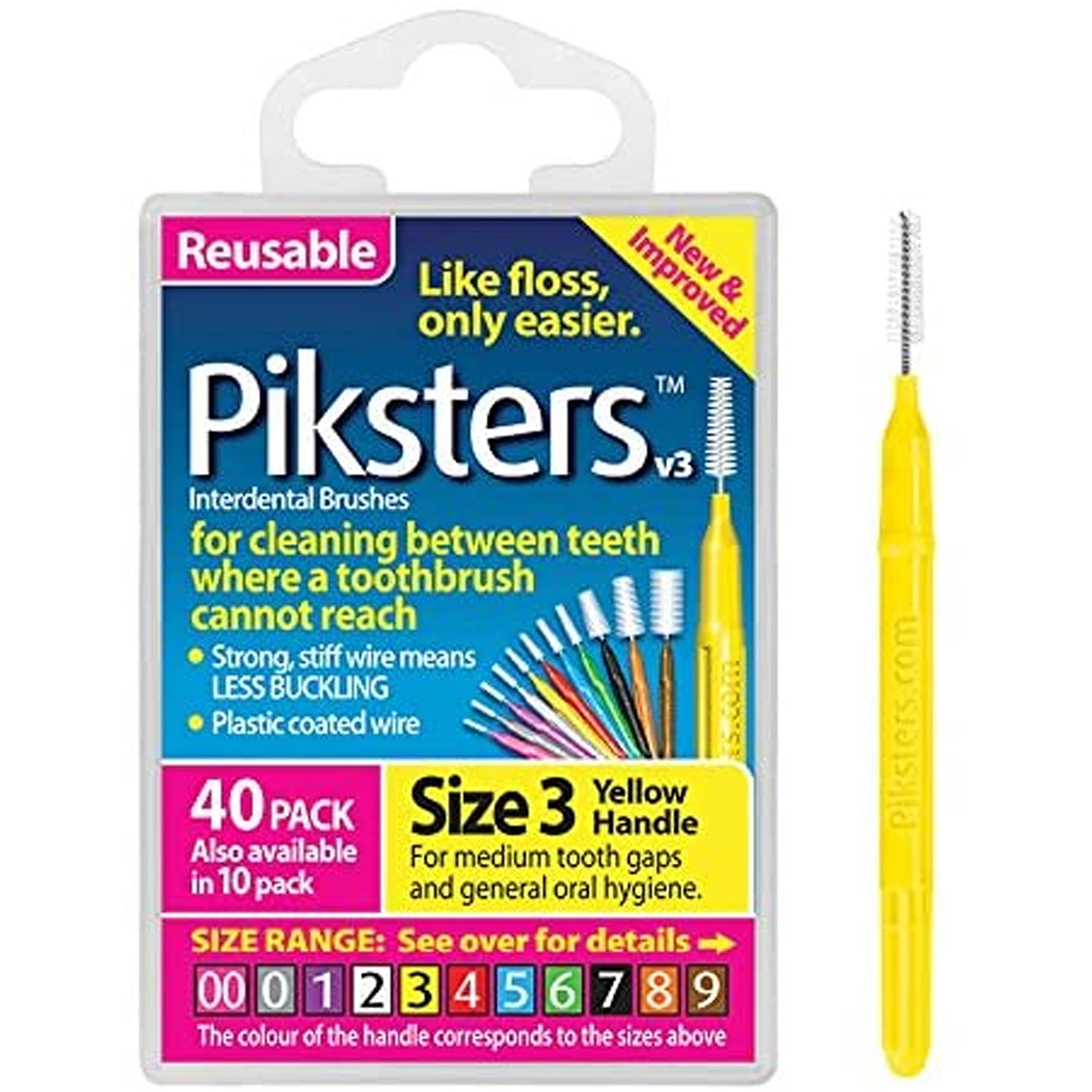 Interdental Brush Size 3 (40 Pack) by Piksters