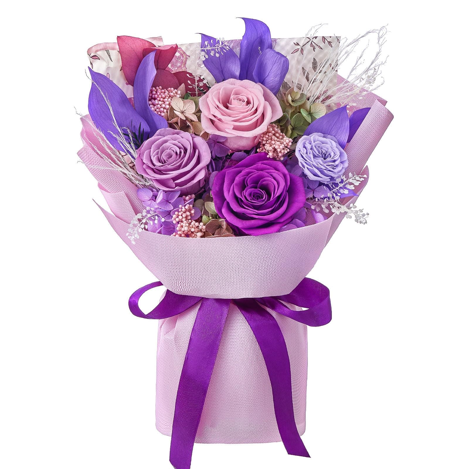 Preserved Roses Bouquet Birthday Flowers for Women Purple Gifts for Women Mother Birthday Gifts Forever Flowers Bouquet (Purple Roses)