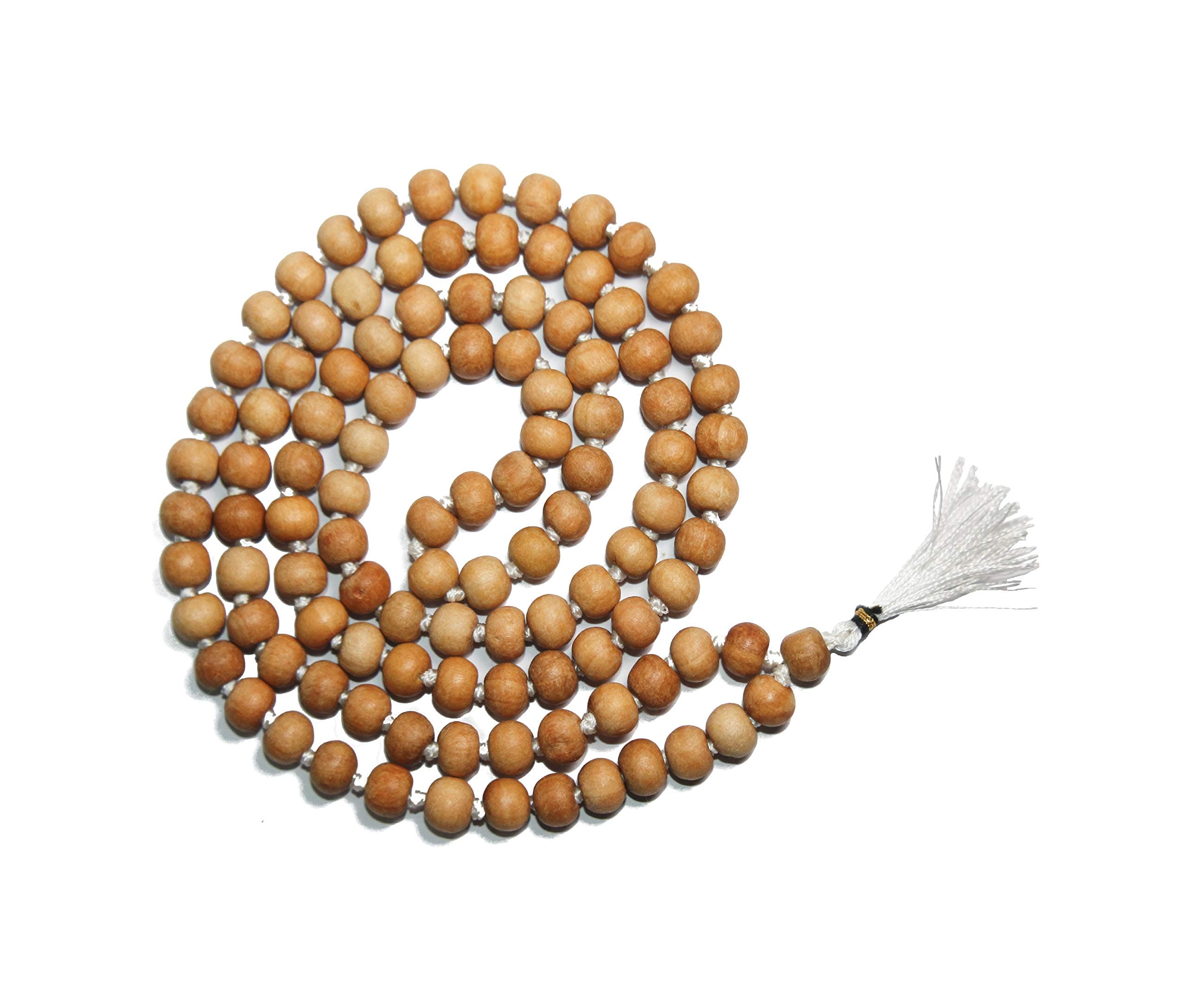 8MM TULSI HOLY BASIL PRAYER BEADS JAPA MALA NECKLACE HAND KNOTTED. KARMA (108+1) BEADS. BLESSED & ENERGIZED HINDU TIBETAN BUDDHIST SUBHA ROSARY