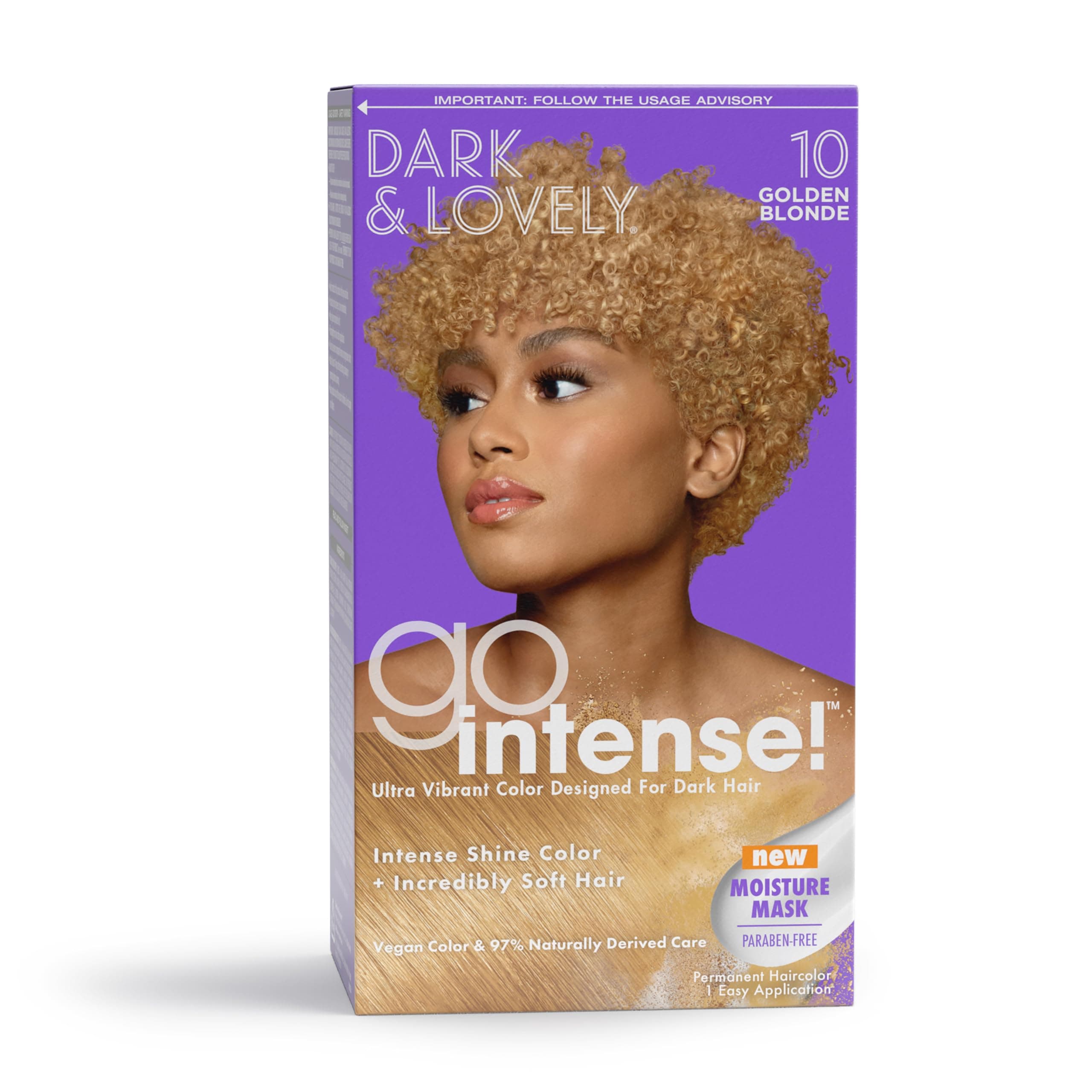 Carson Dark and Lovely Ultra Vibrant Permanent Hair Color Go Intense Hair Dye with Olive Oil for Shine and Softness, Golden Blonde