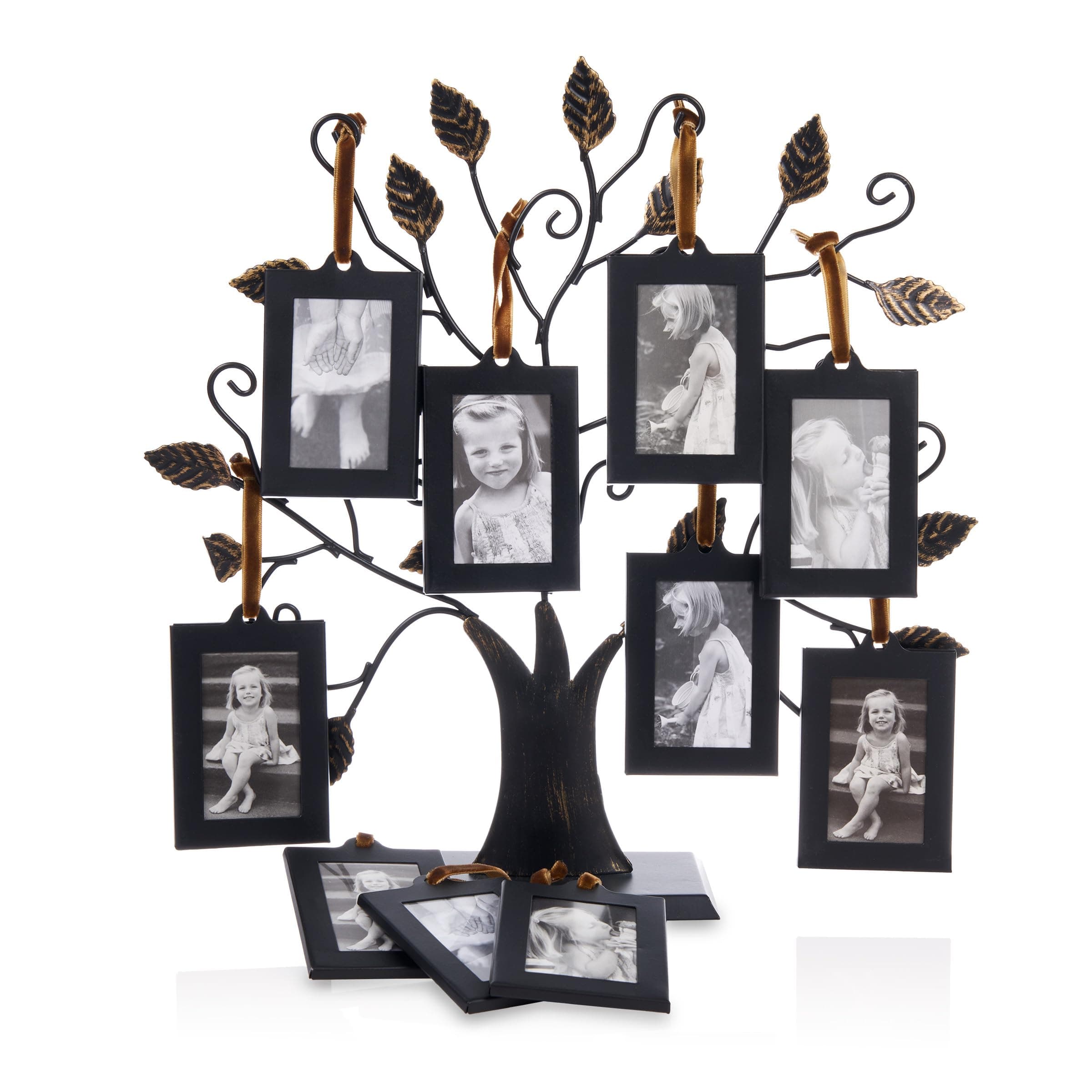 Philip Whitney Parent Picture Frames, Family Tree Picture Frames with 4 Hanging Photo Frames, Wall Decor, Table Decor, Gifts for Mom, 13" (Bronze, 10)