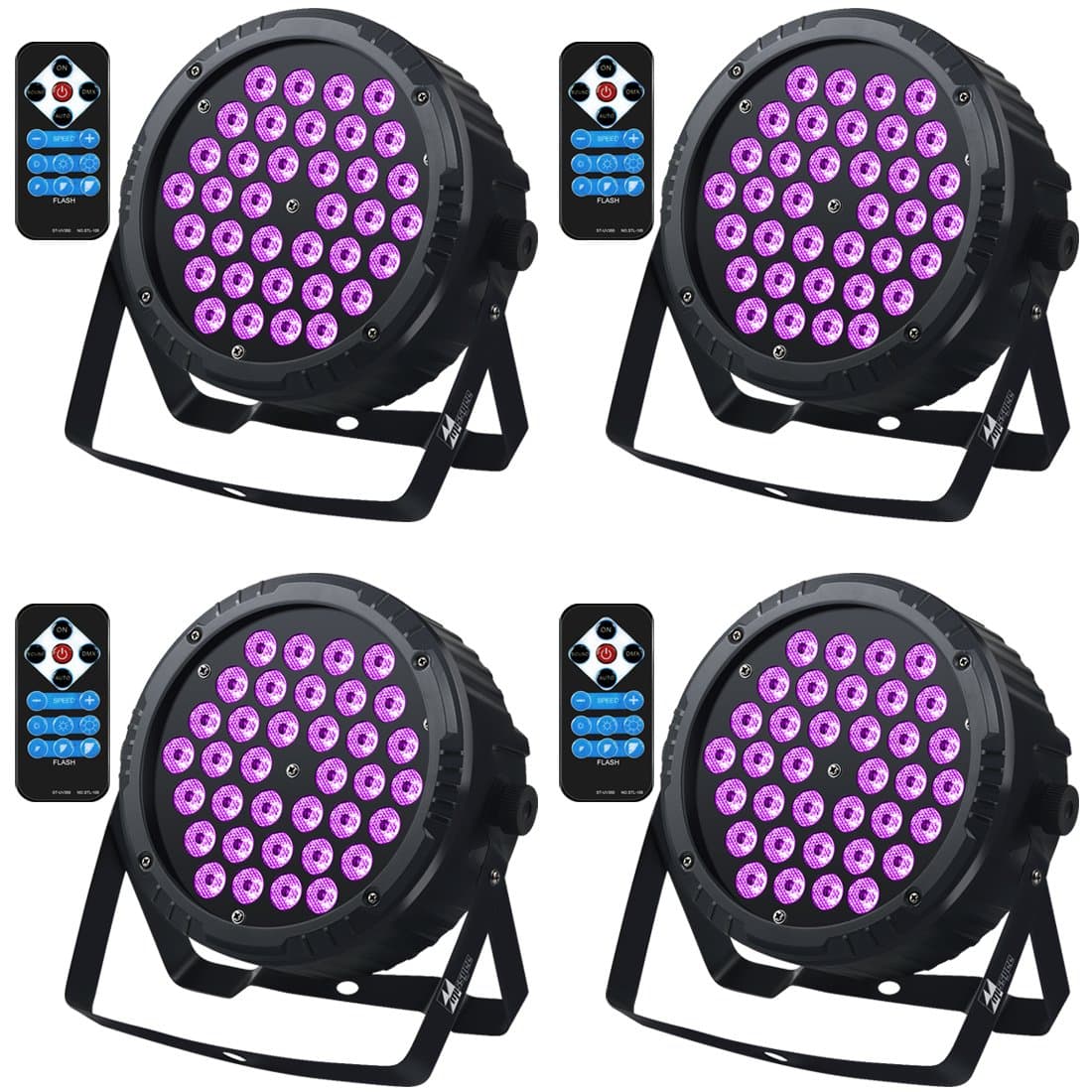 Black Light,Missyee 36 Leds UV Led Lights with IR, Sound Activated and DMX Par Wall Wash Lighting for Home Stage Party Disco DJ Pub Dance Show Christmas (4 Packs)
